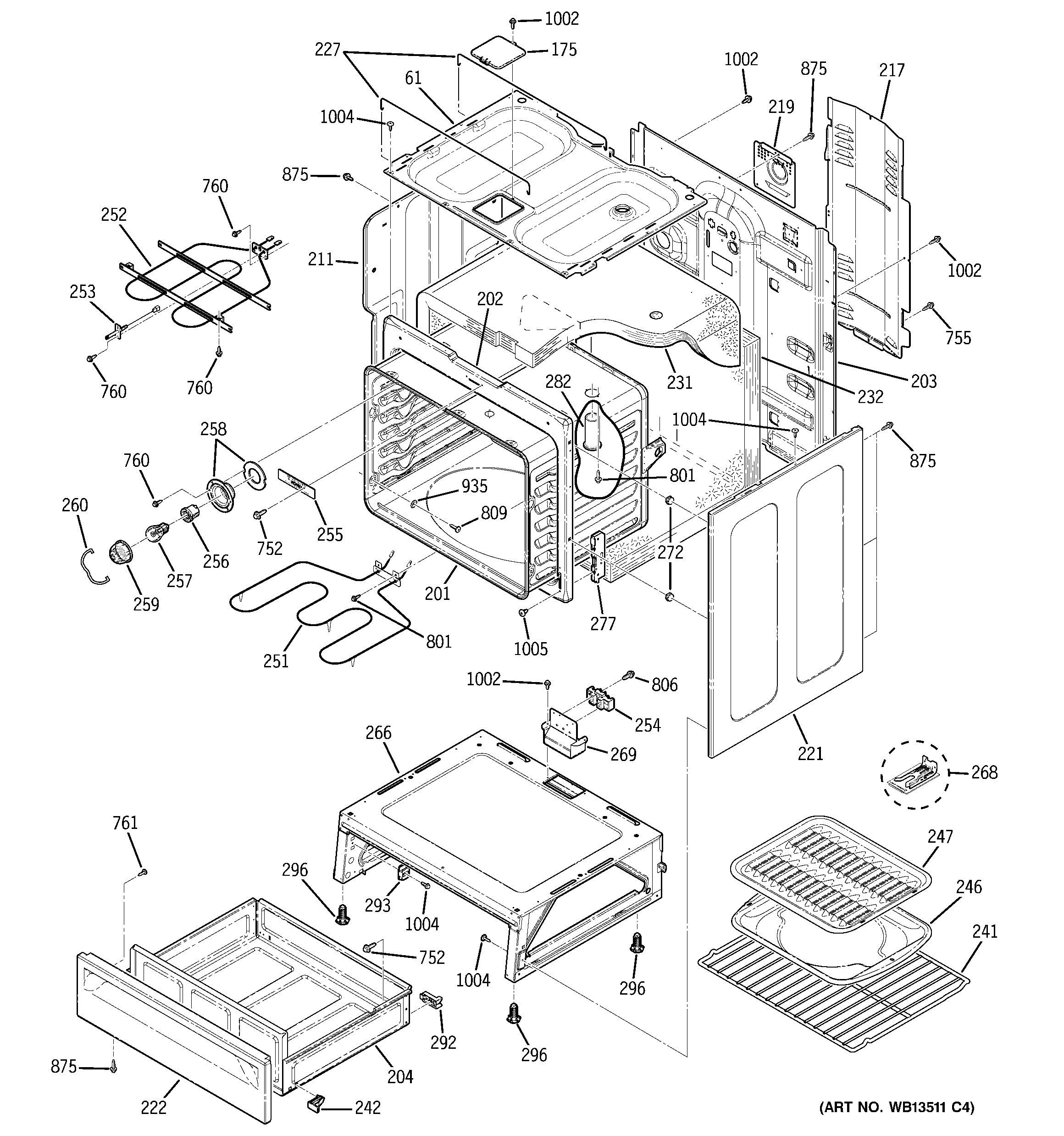 GE JBP35DKBB body parts diagram