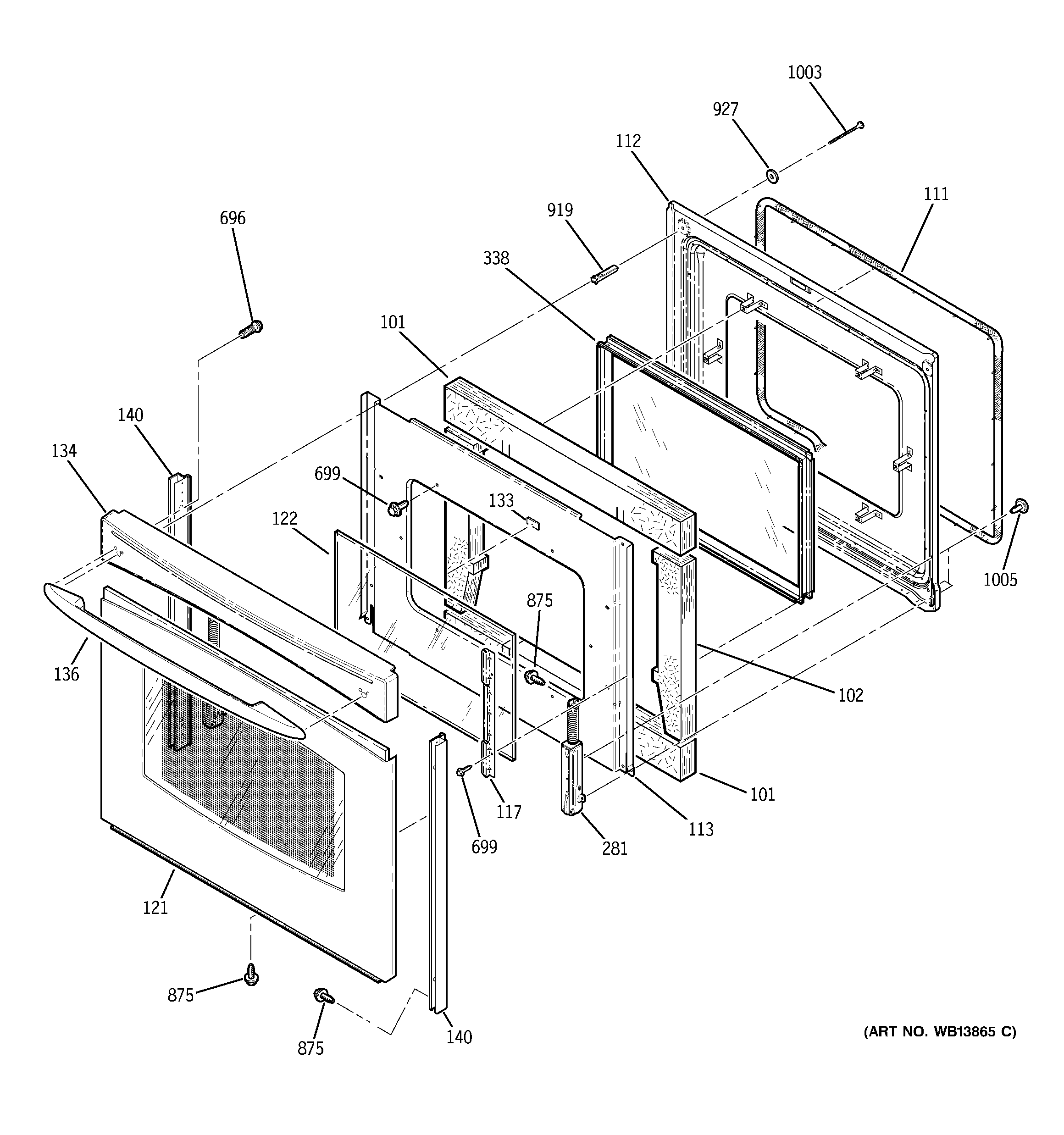 GE JCB968SL2SS door diagram