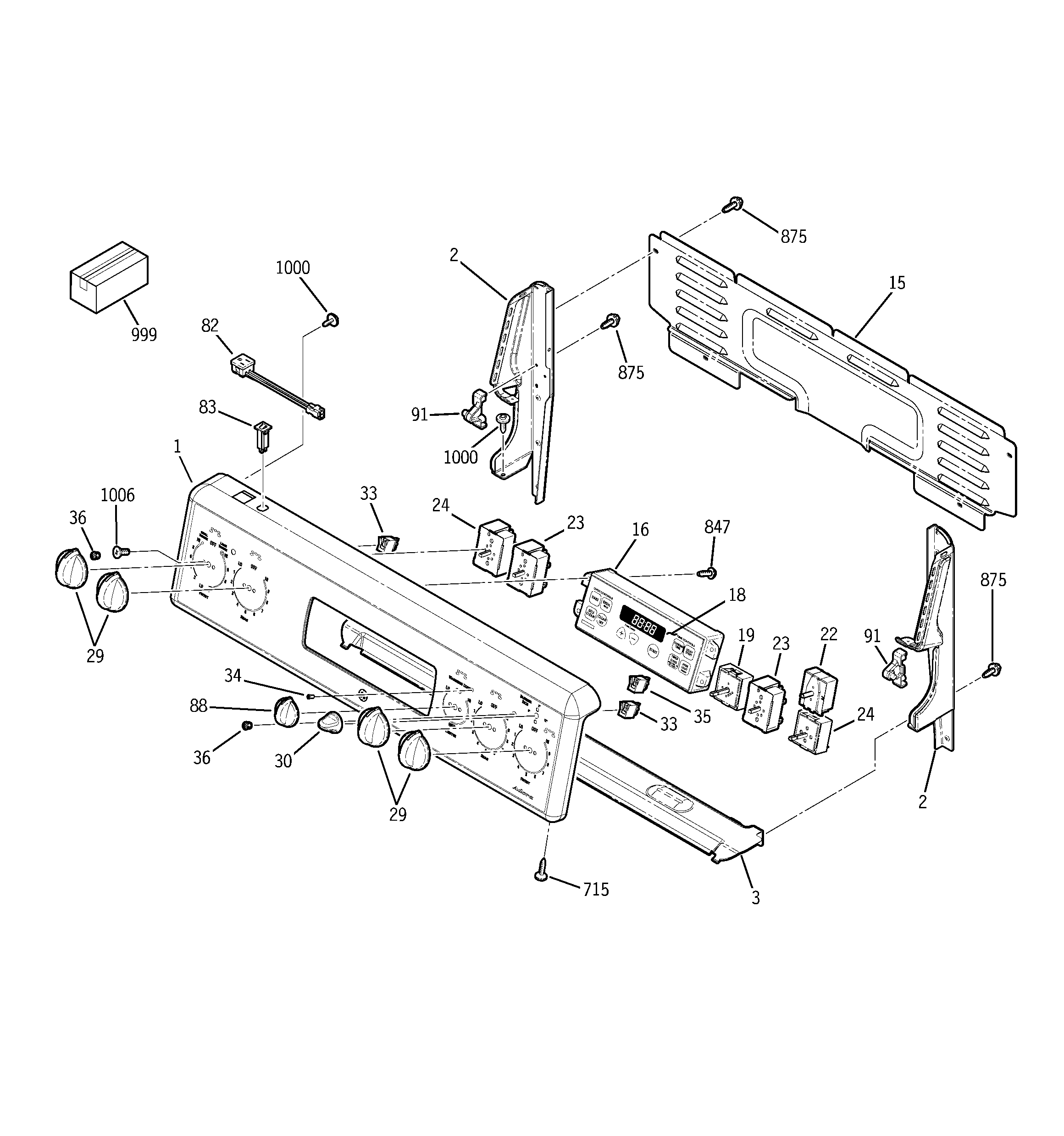 GE JCBP83HK3WW control panel diagram