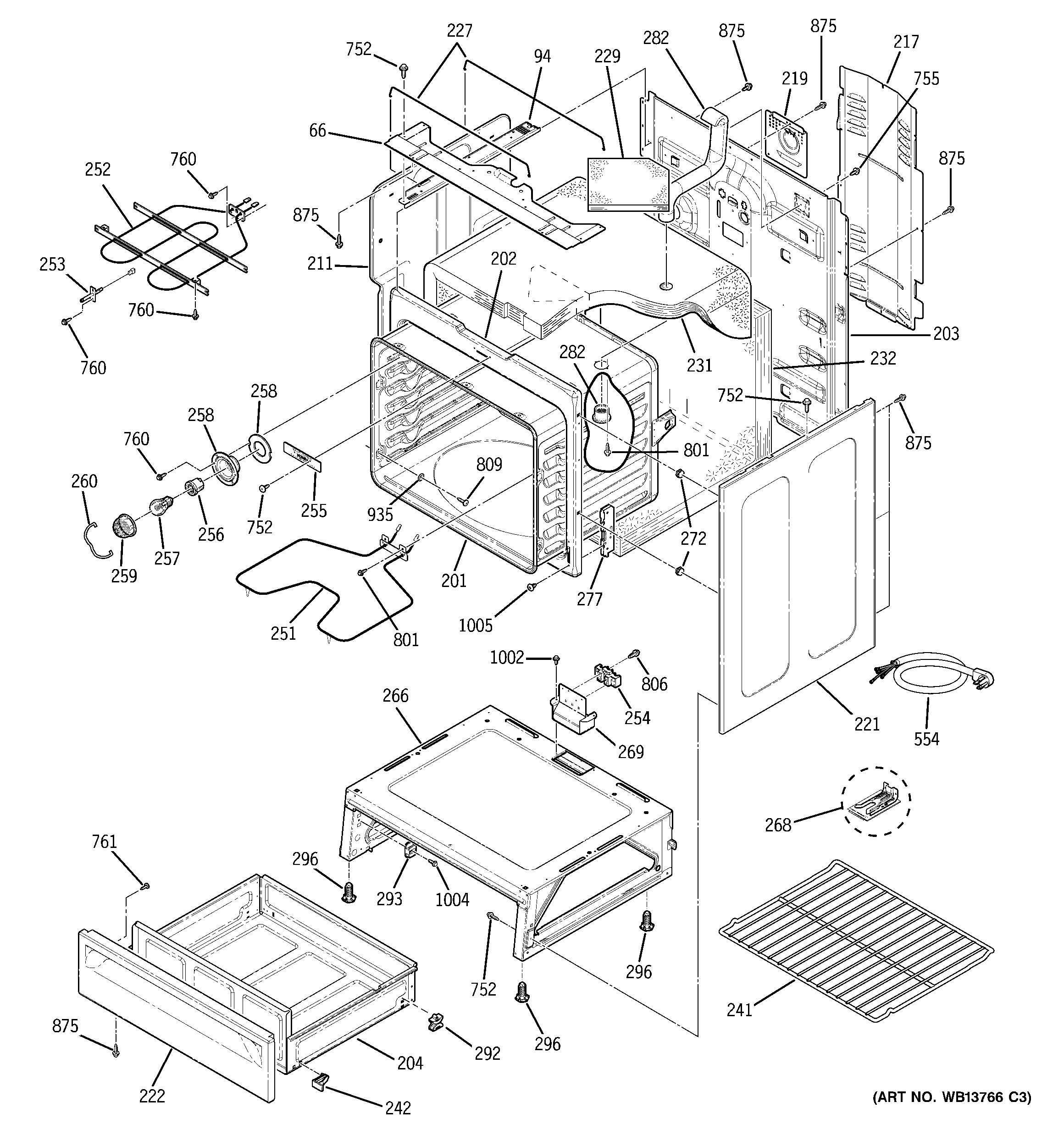 GE JCBS55WK4WW body parts diagram