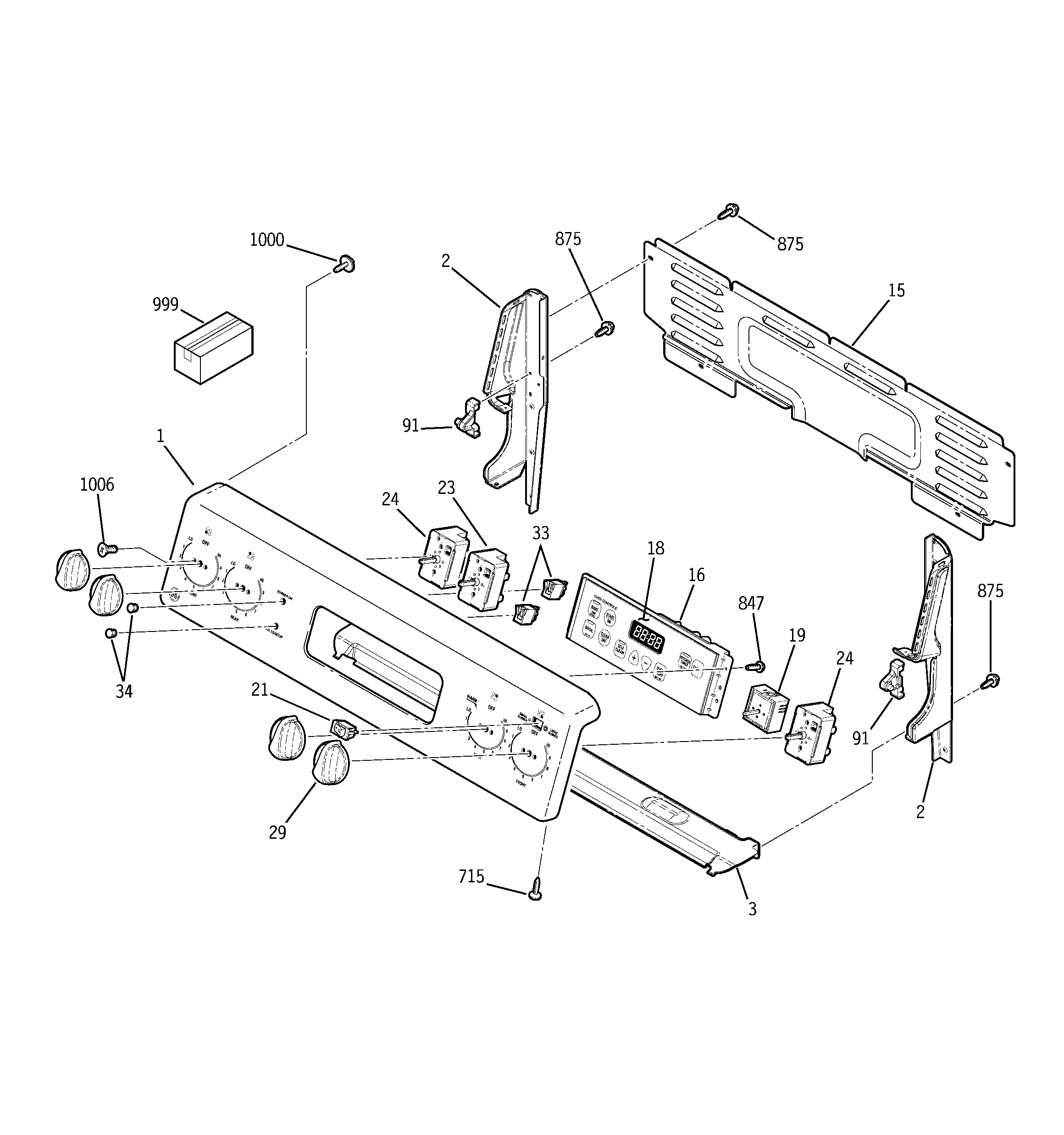 GE JBP67BK4WH control panel diagram