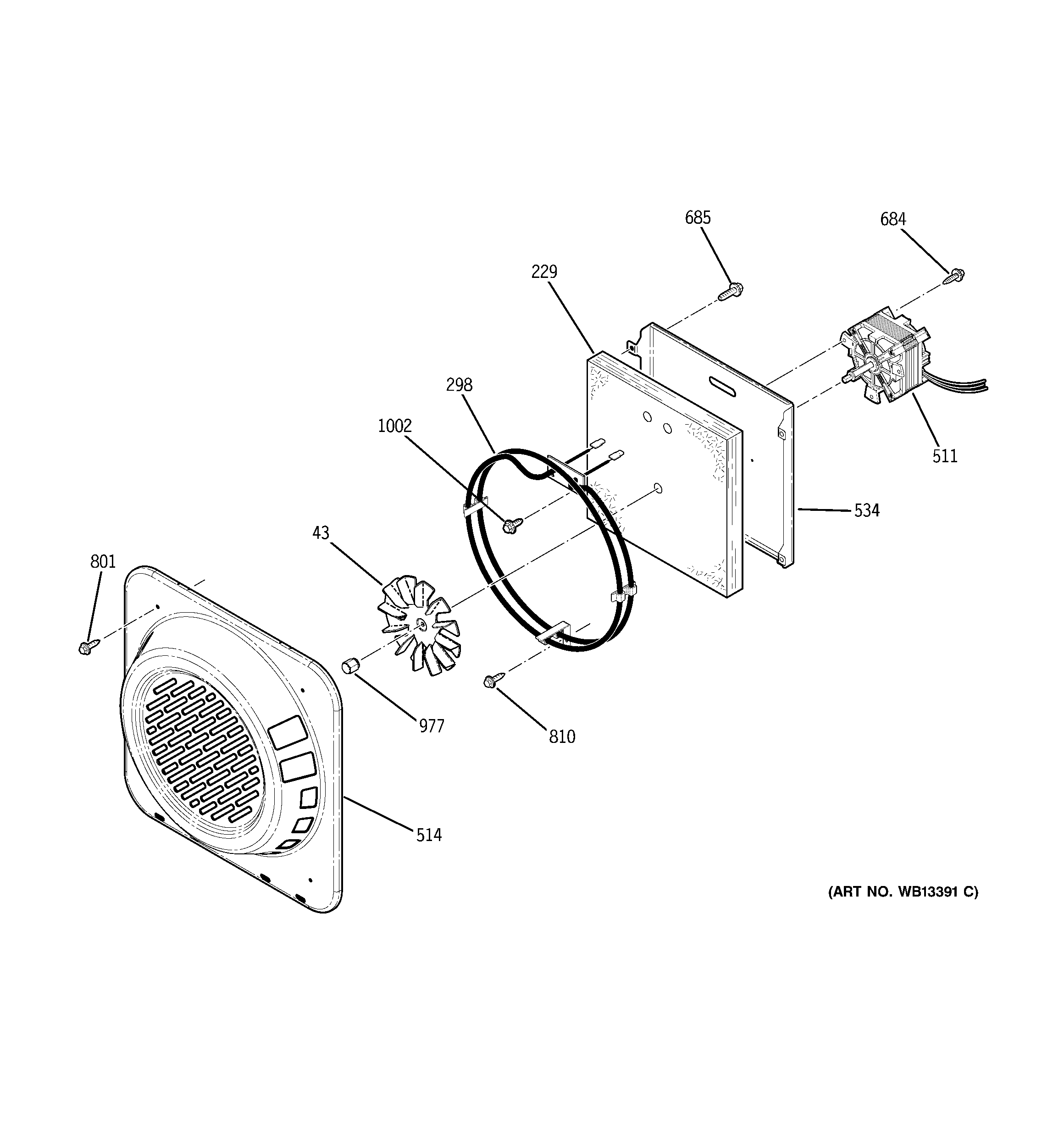 GE JCB909WK4WW convection fan diagram