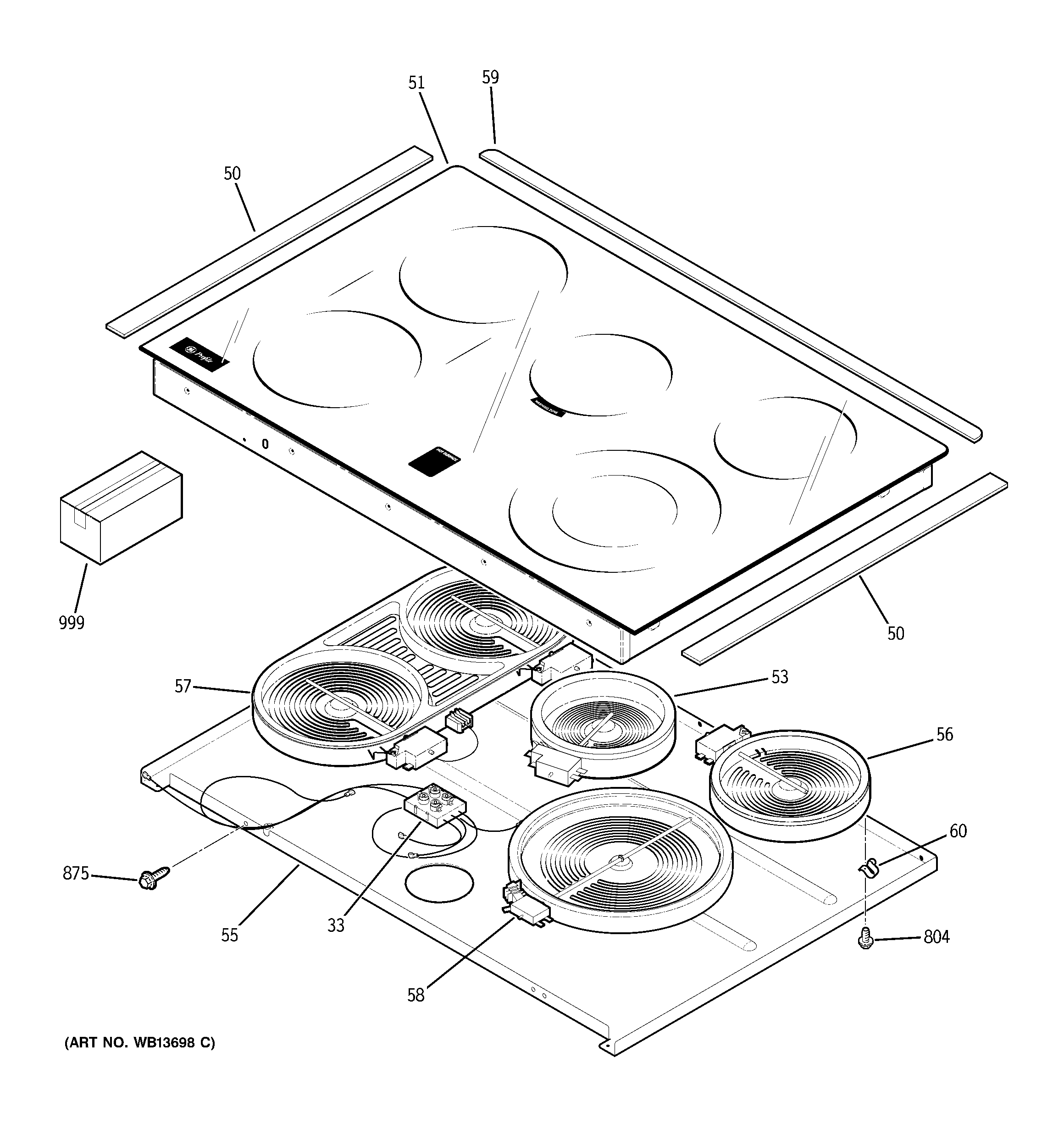GE JD968TK3WW cooktop diagram