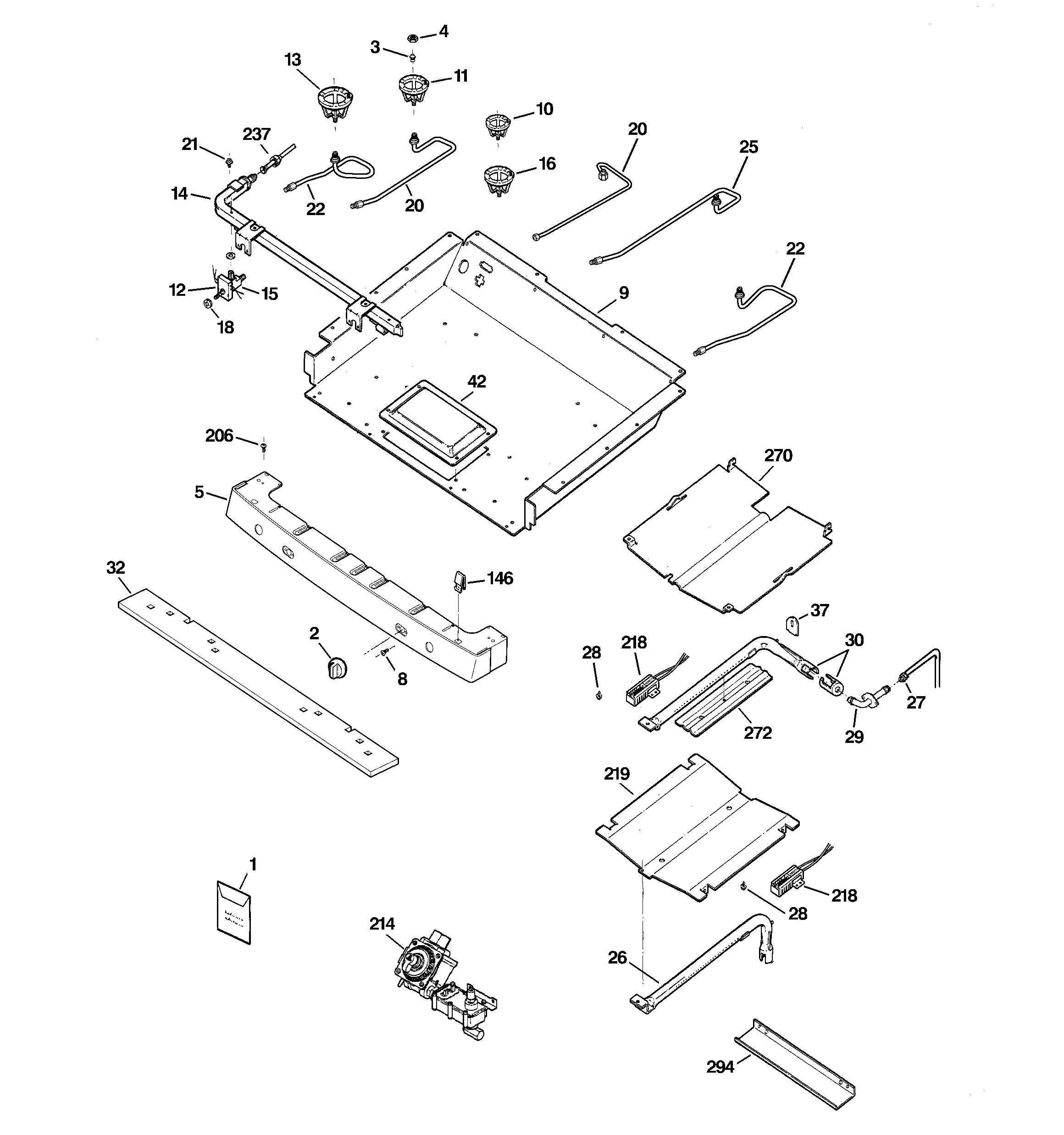GE JGBP86SEL2SS gas & burner parts diagram