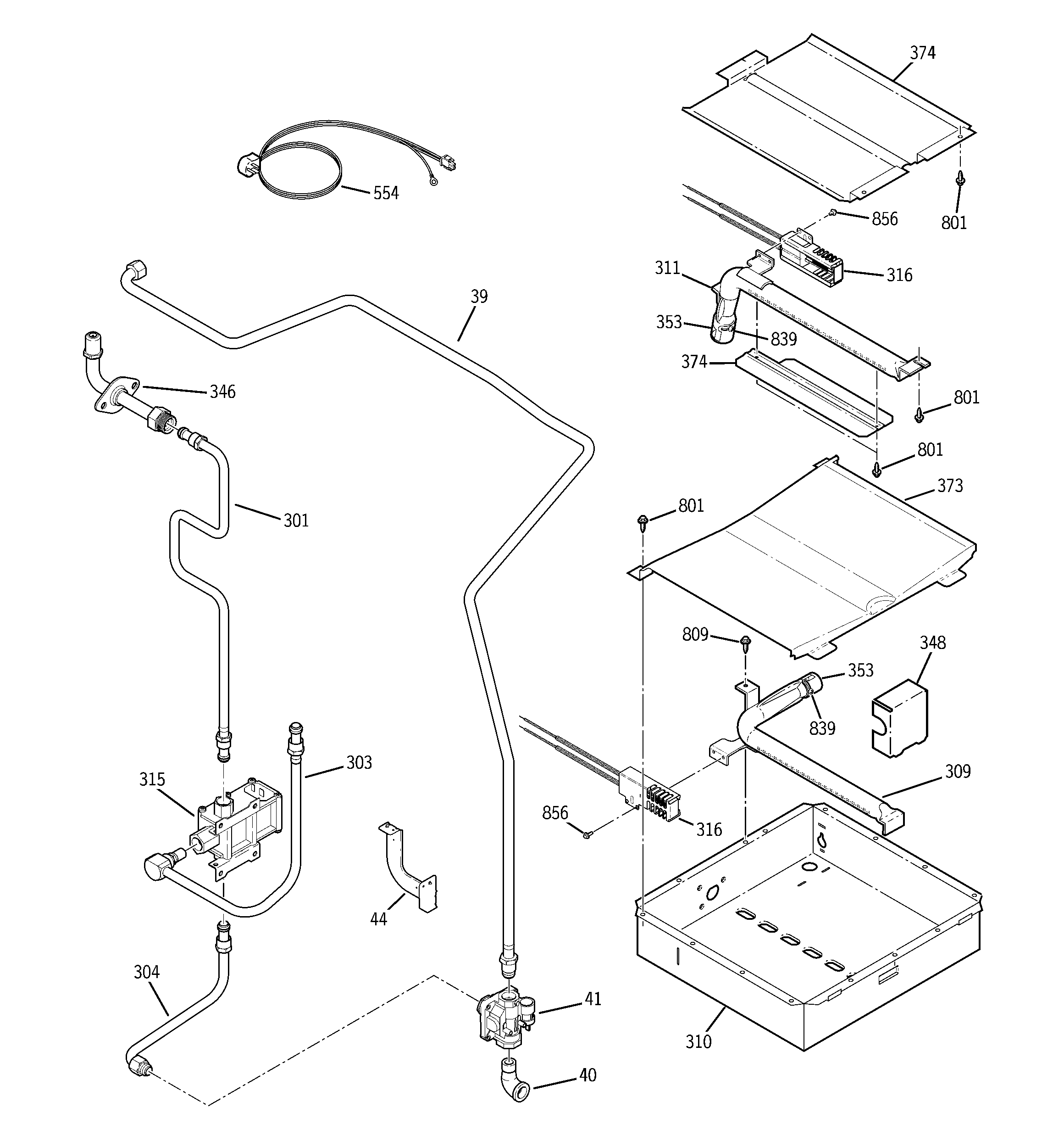 GE JGS905KEK2CC gas & burner parts diagram