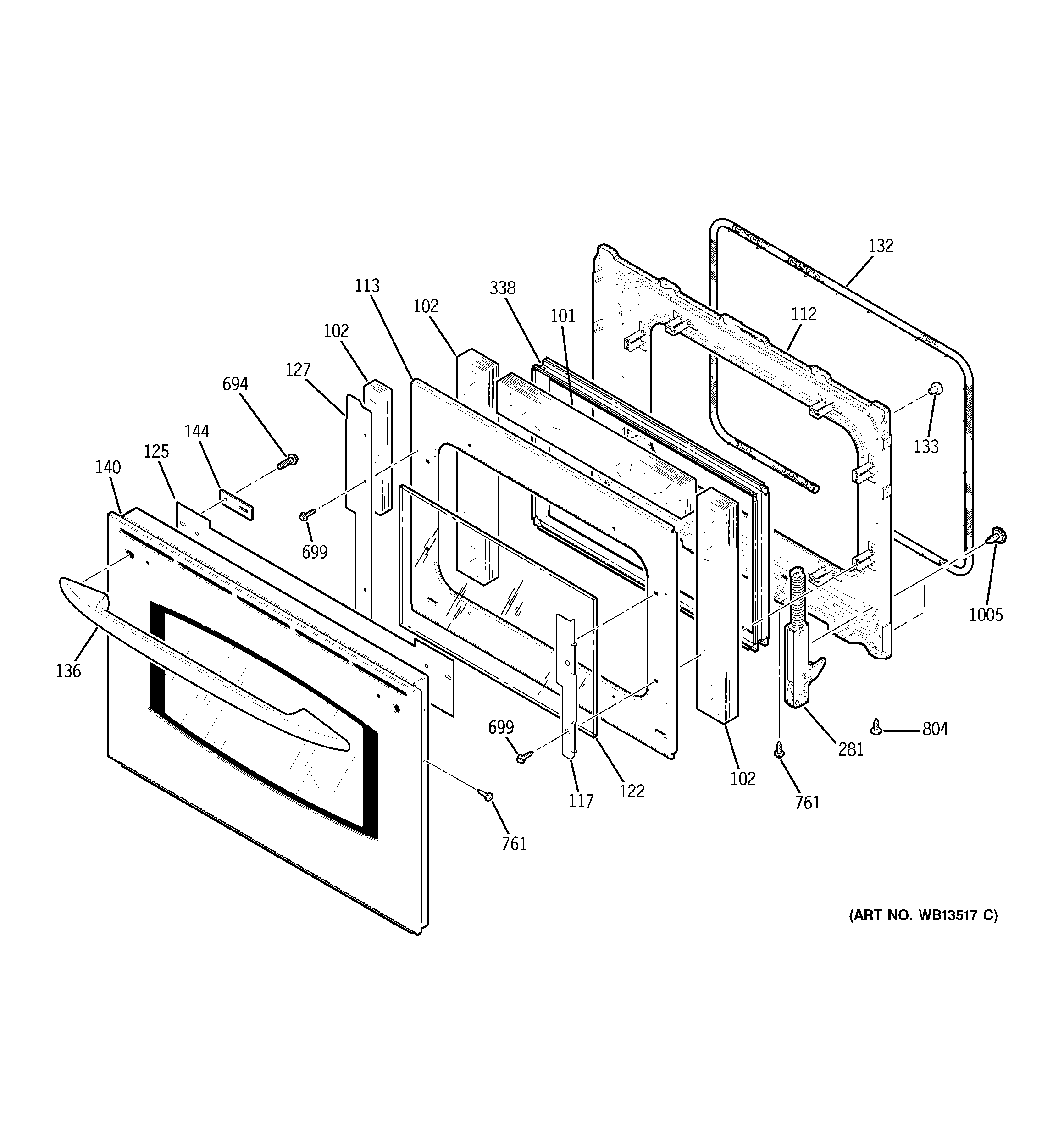 GE JGSP28SEK4SS door diagram