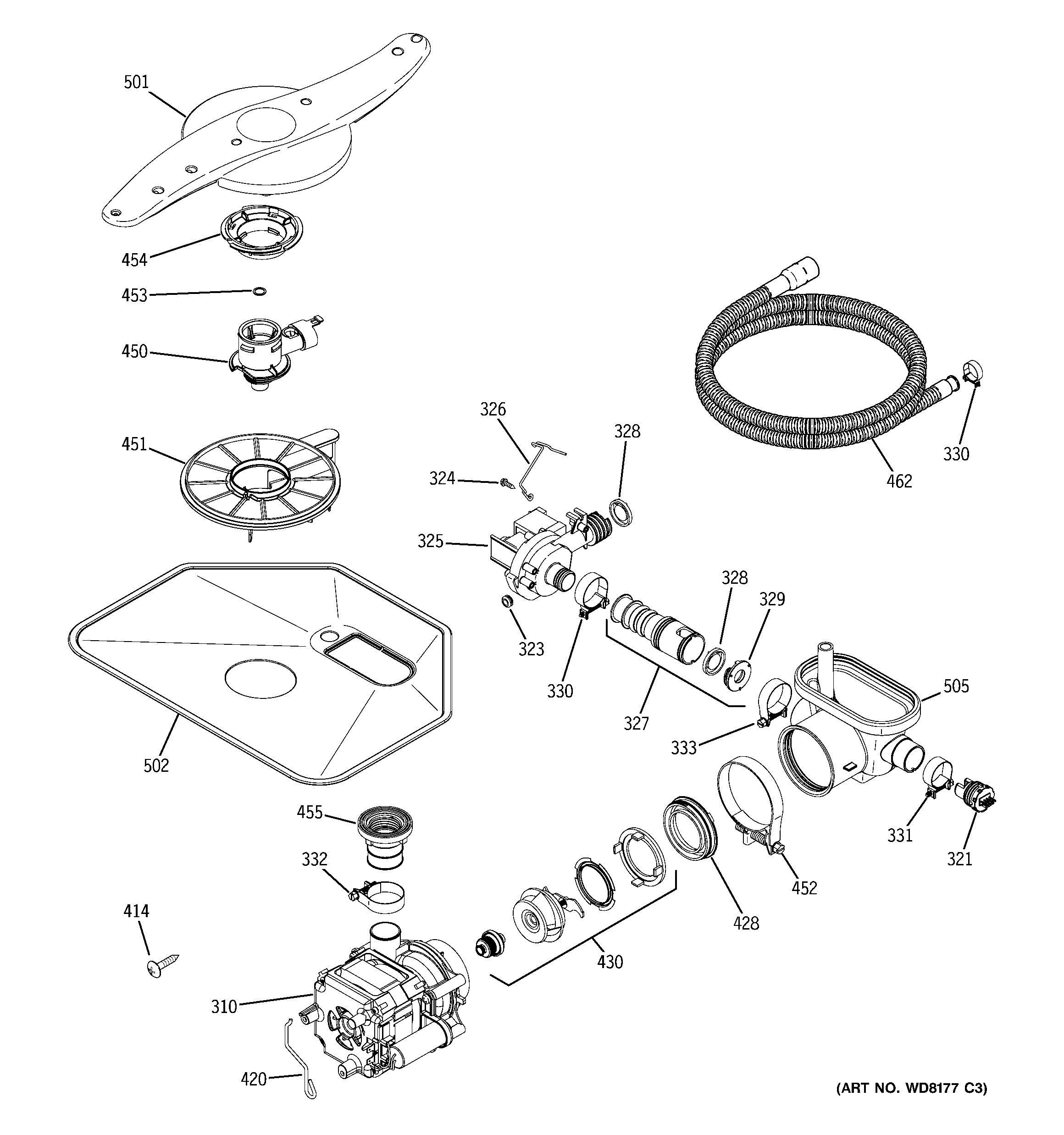 GE EDW6000L15CC motor-pump mechanism diagram