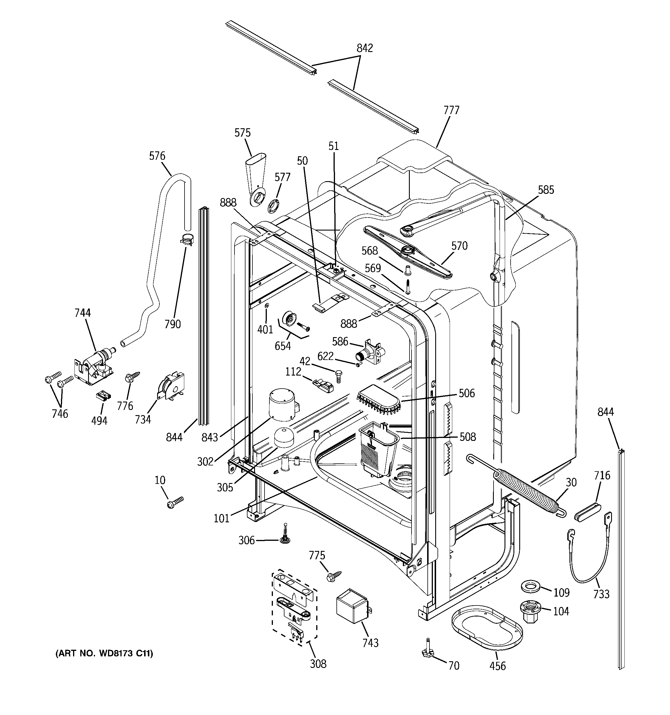 GE GLD6500L00WW body parts diagram