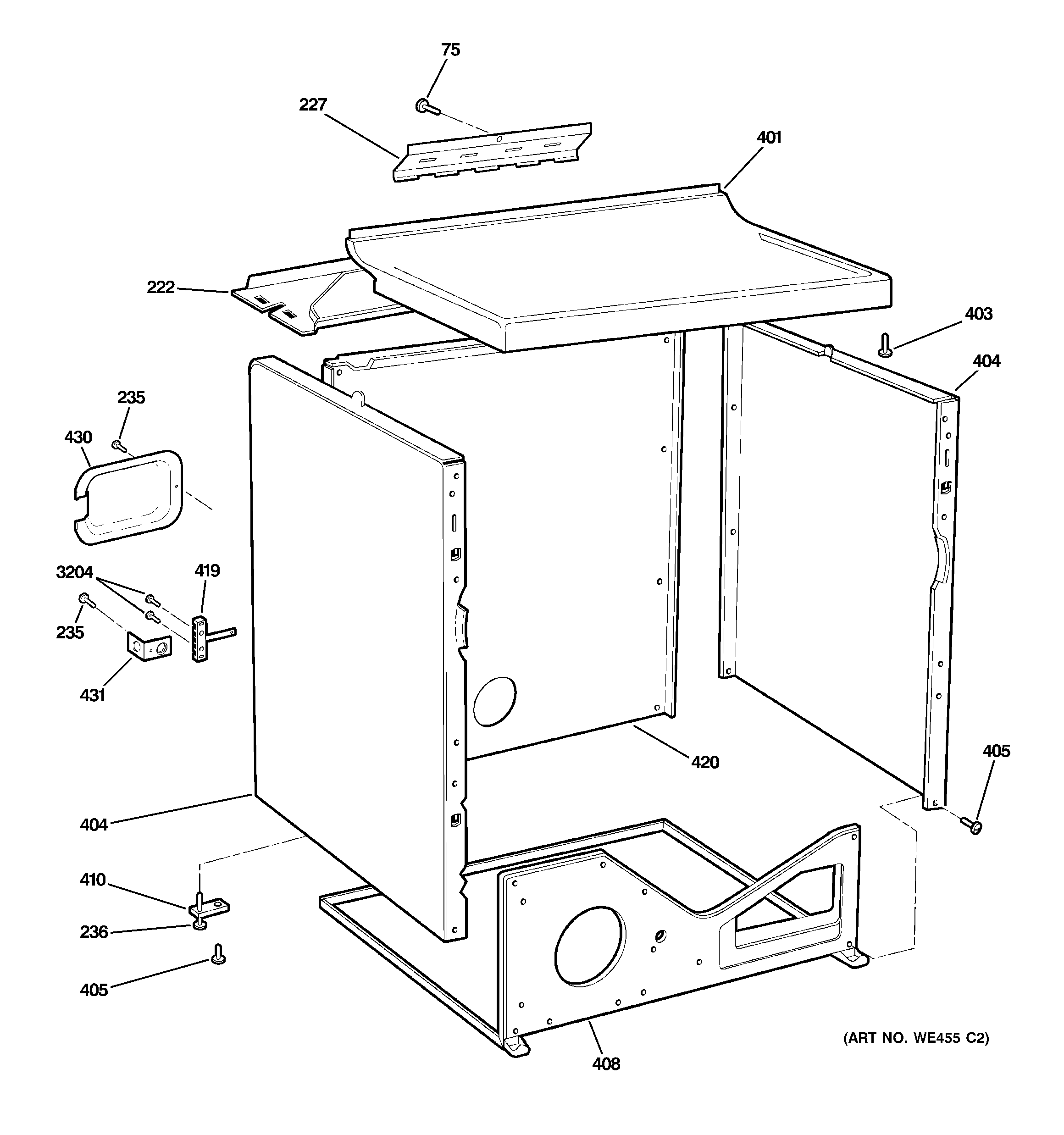 GE DISR473DTAWW cabinet diagram