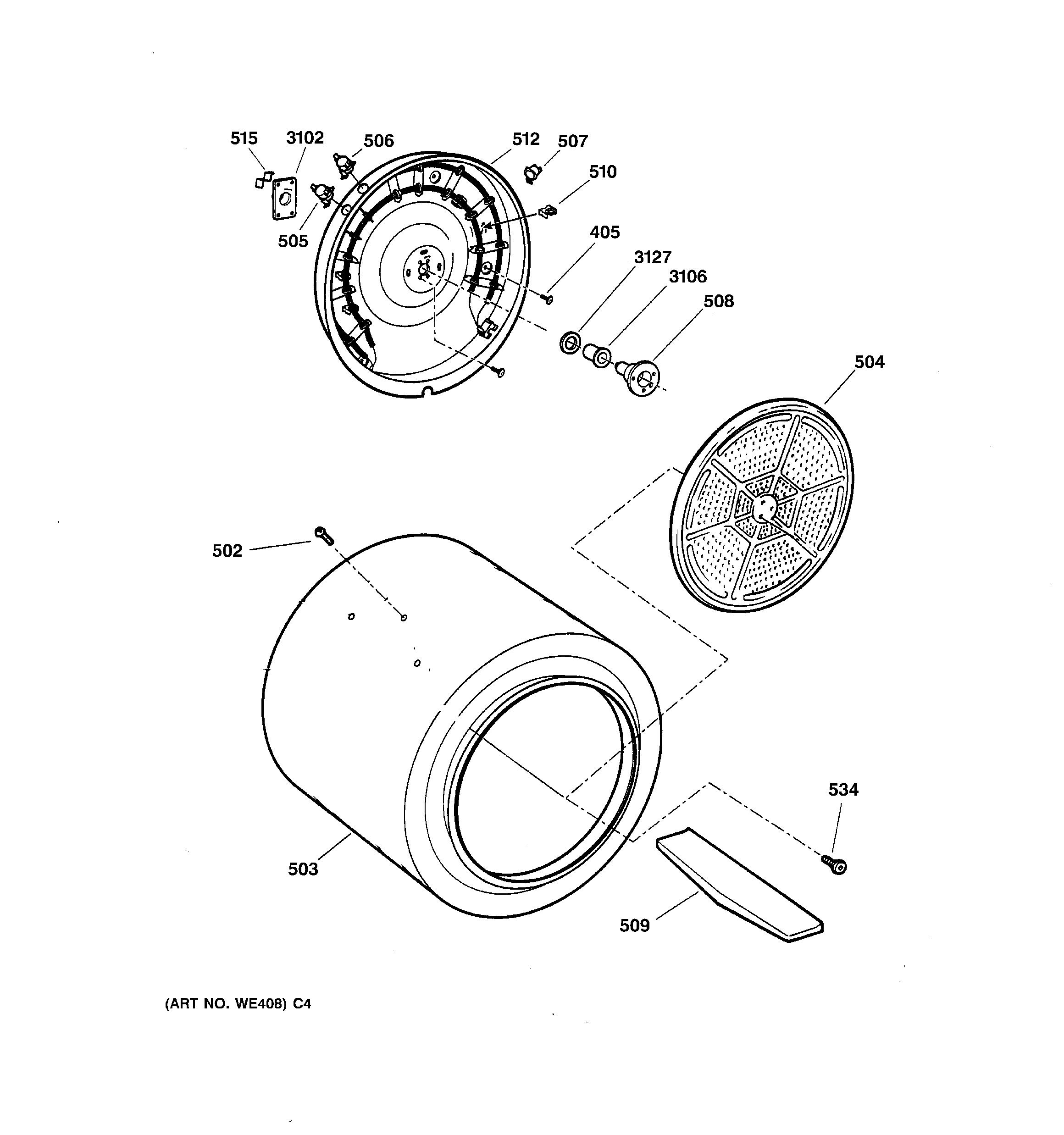 GE DISR473DTAWW drum diagram