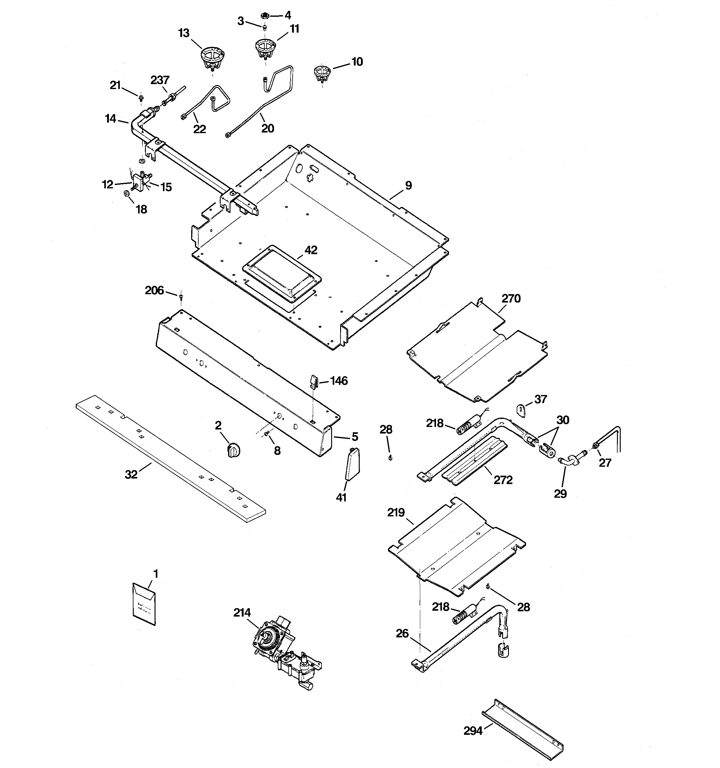 GE JGBP33SEL1SS gas & burner parts diagram