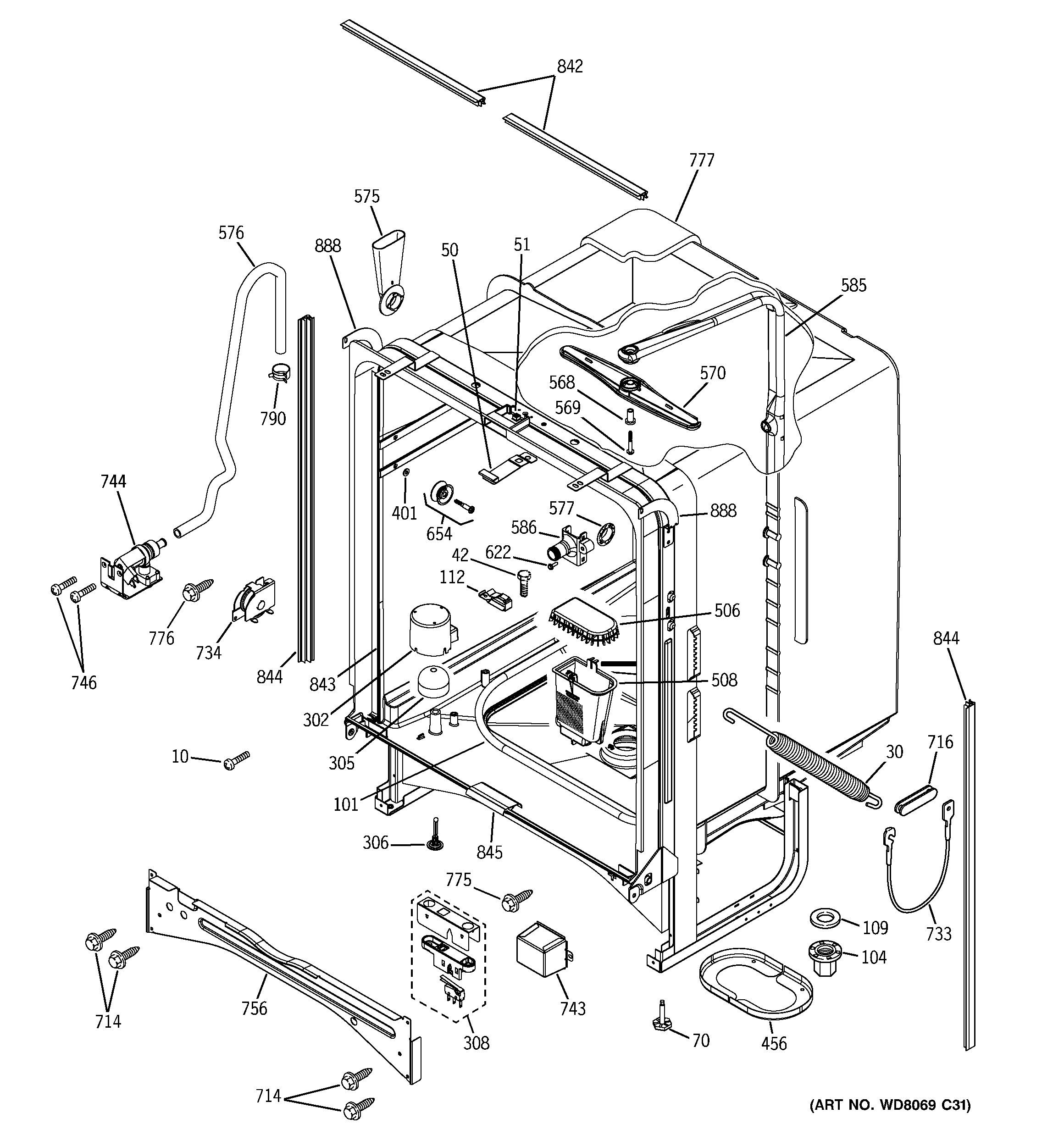 GE PDW7300J15BB body parts diagram