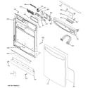 GE PDW7880N00SS escutcheon & door assembly diagram