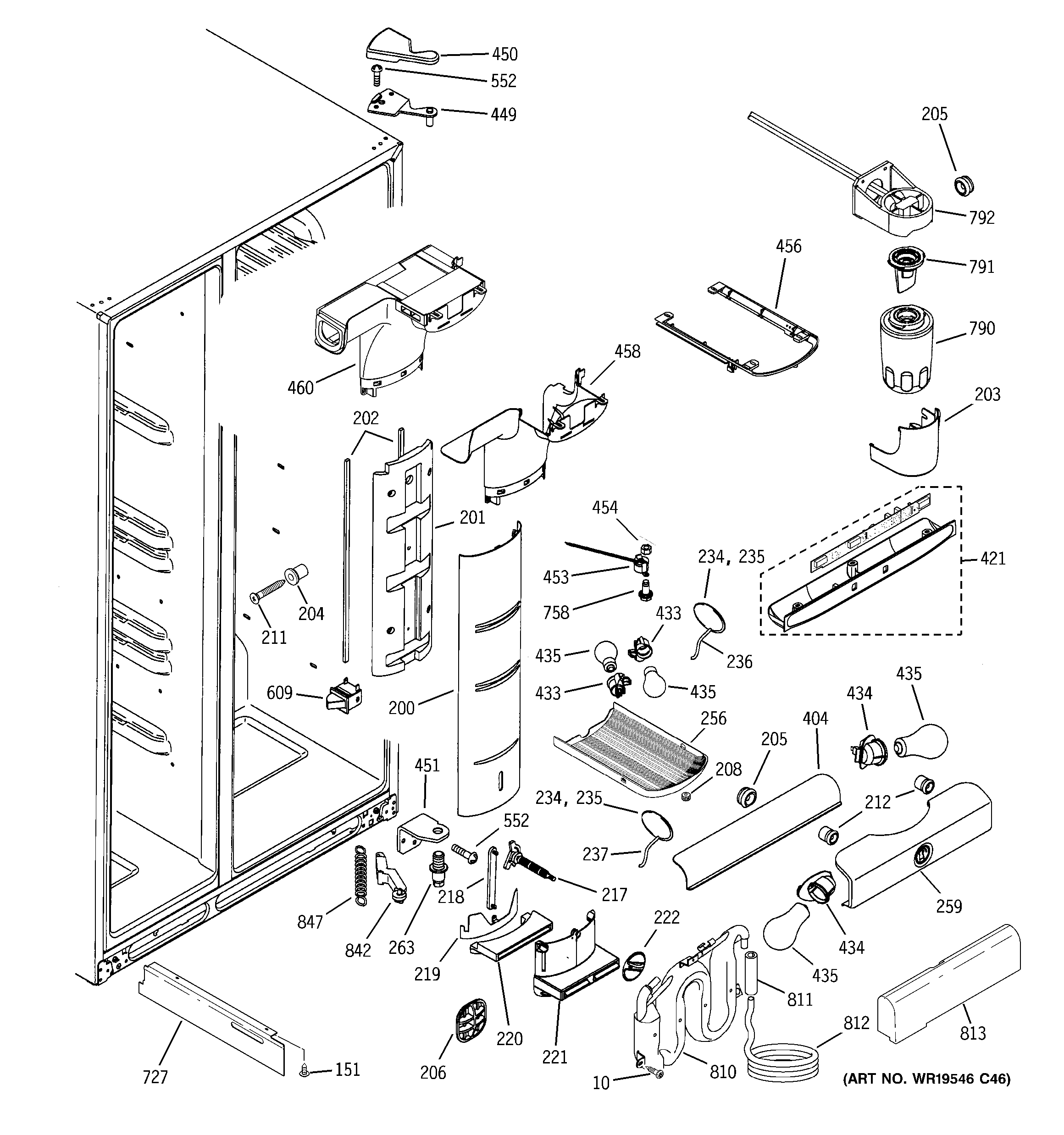 GE PSI23NGTDBV fresh food section diagram