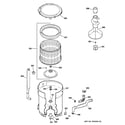 GE WBB4500G0WW tub, basket & agitator diagram