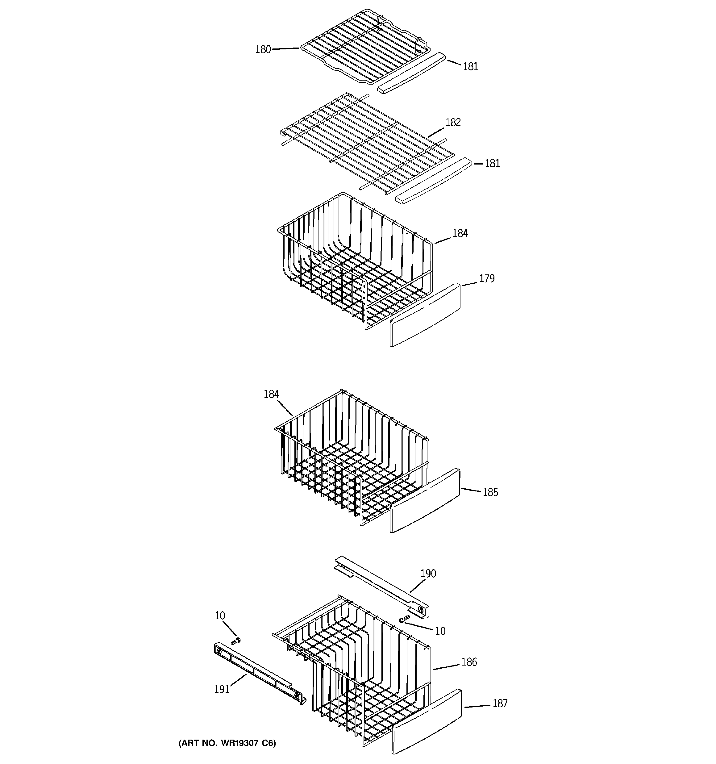 GE DSS25MSSGSS freezer shelves diagram