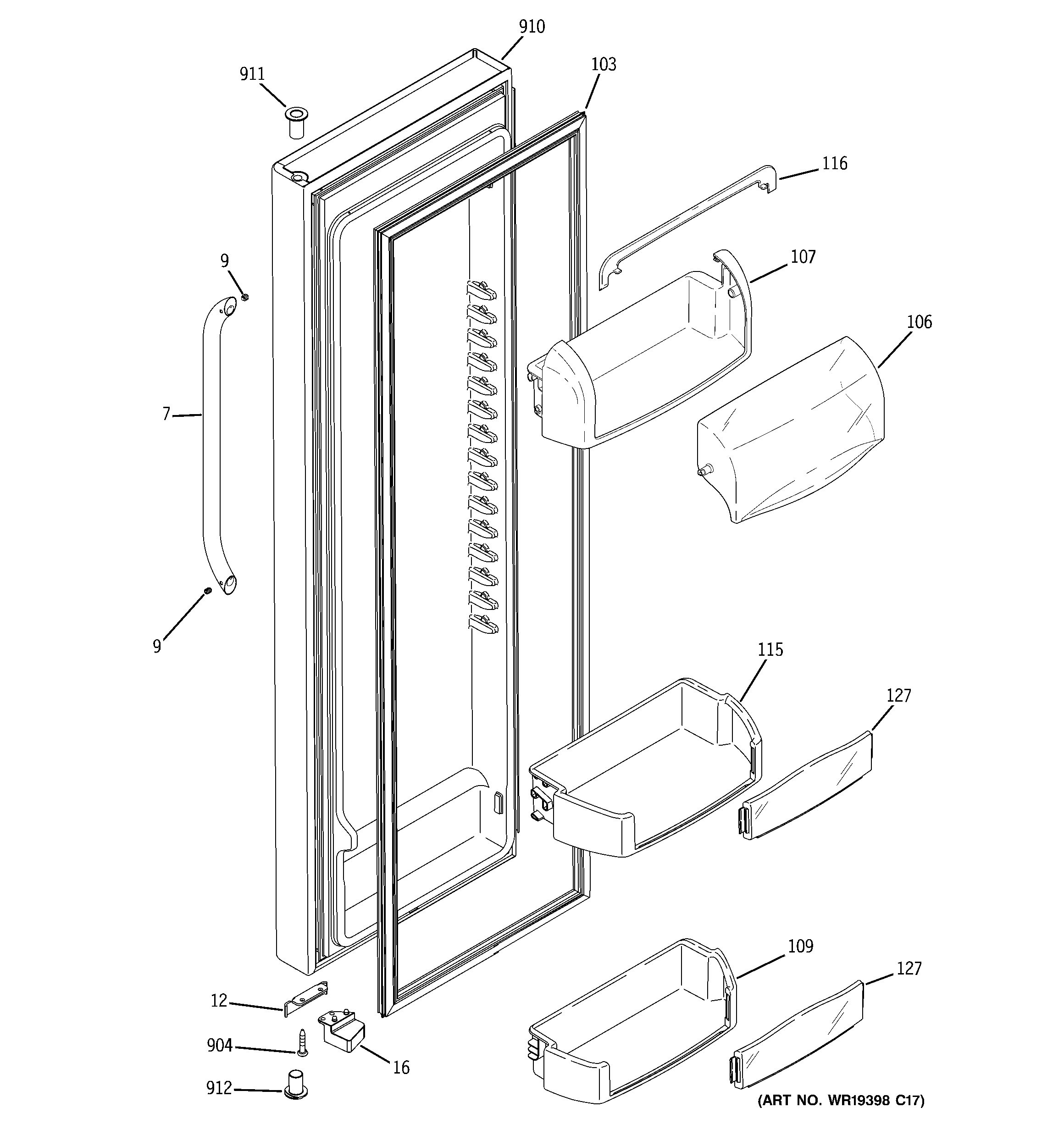 GE GSS25LSTCSS fresh food door diagram