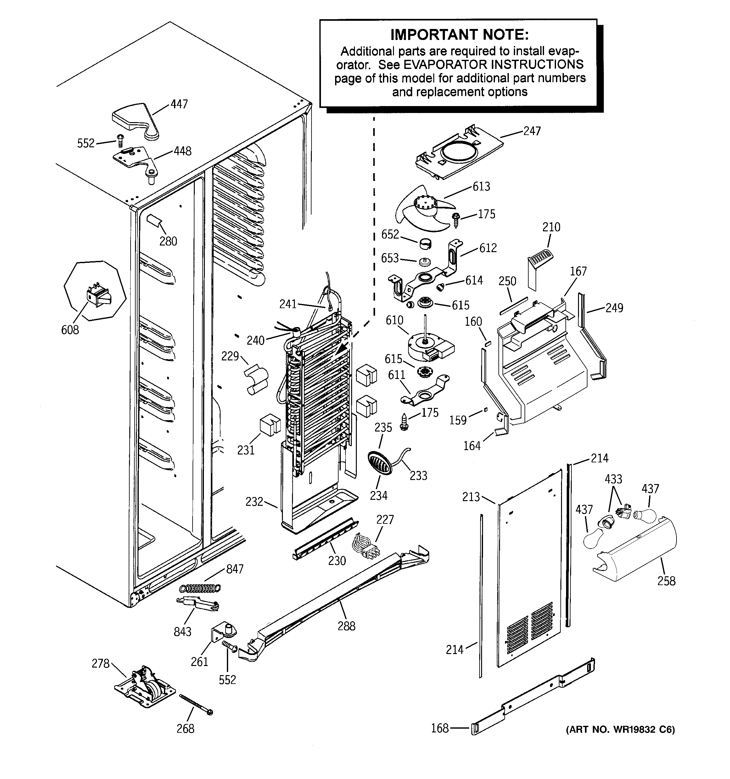 GE GSW25LSTCSS freezer section diagram