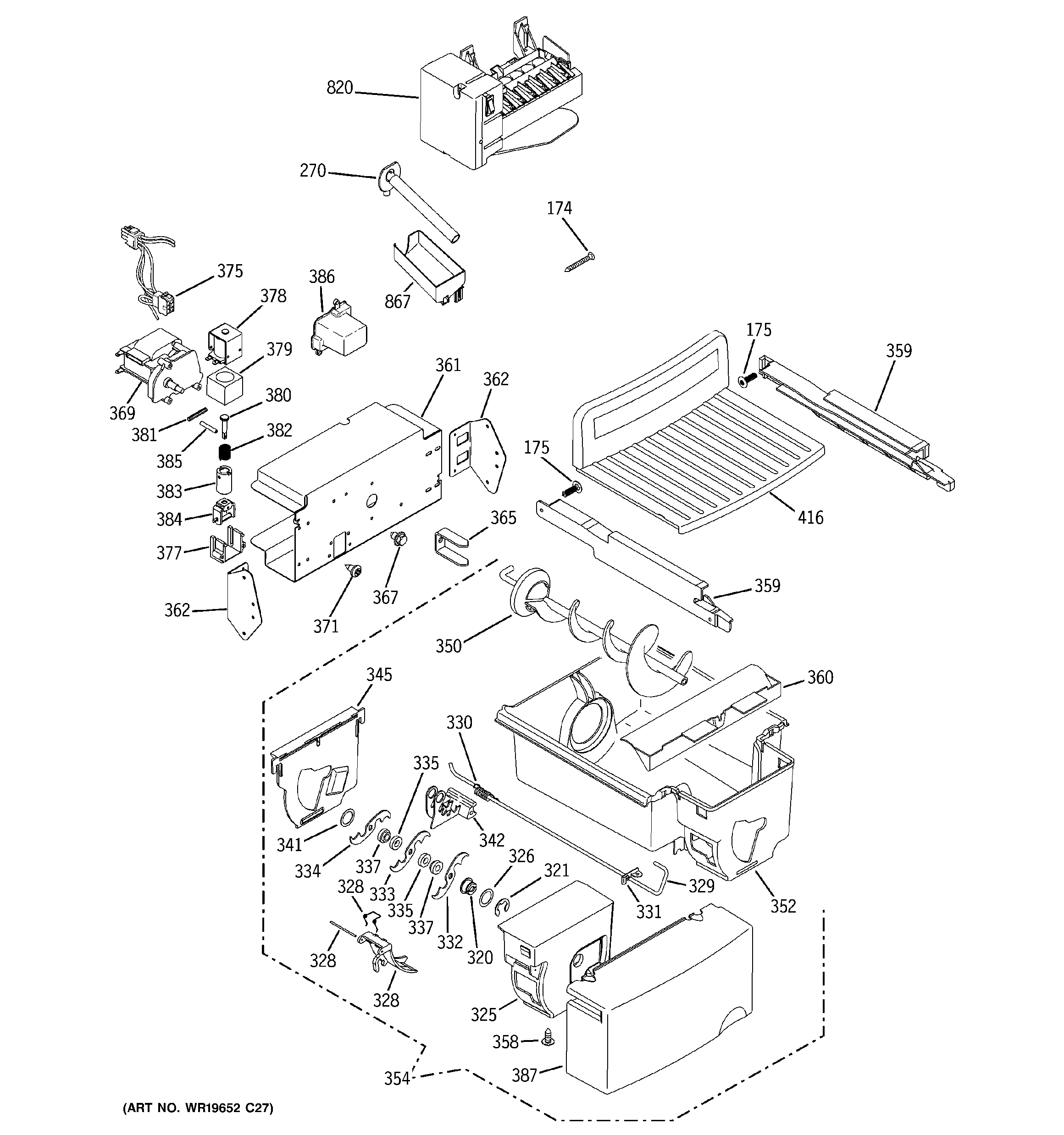 GE PSE29NHTCCSS ice maker & dispenser diagram