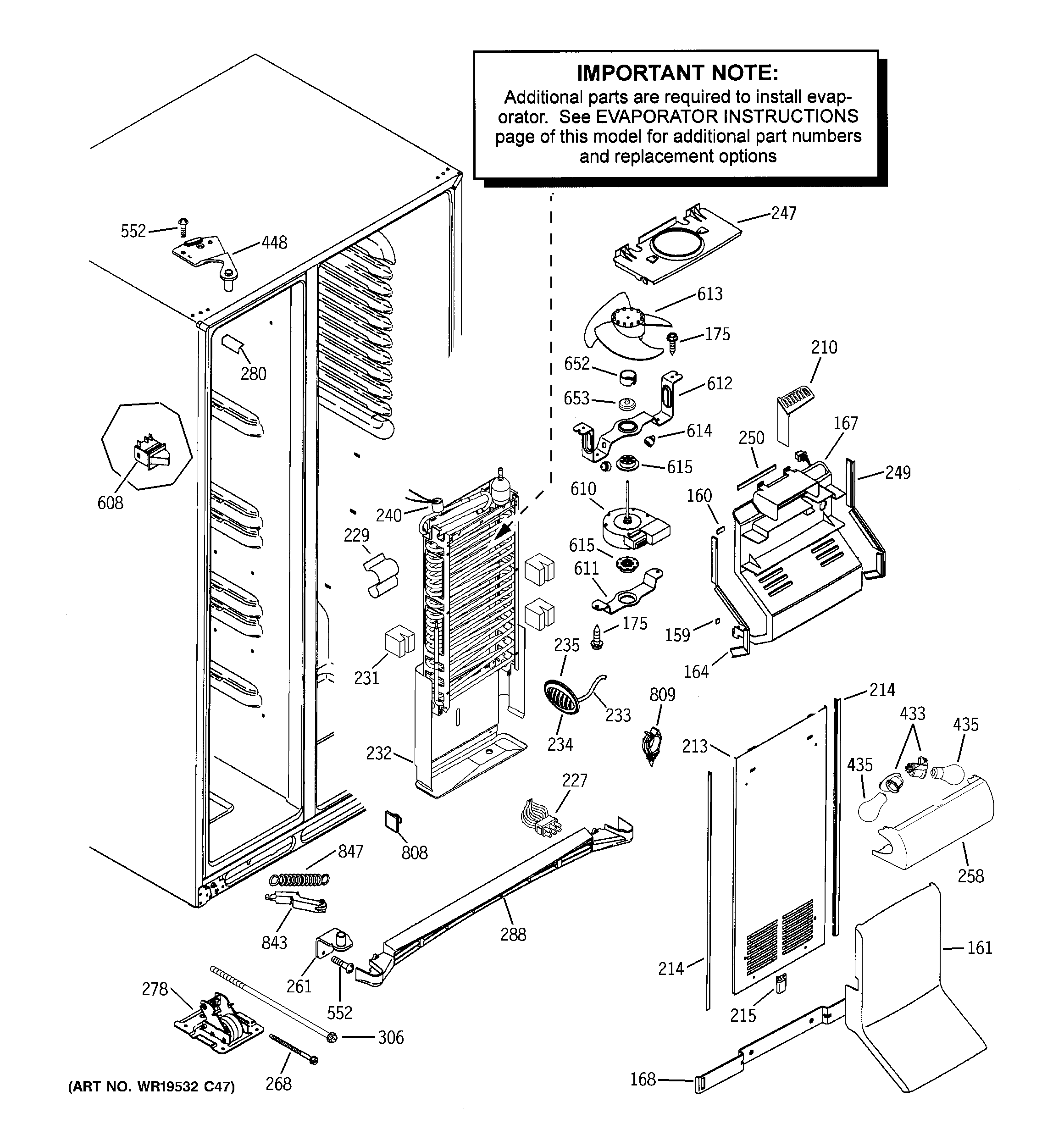 GE PSH25PSTASV freezer section diagram