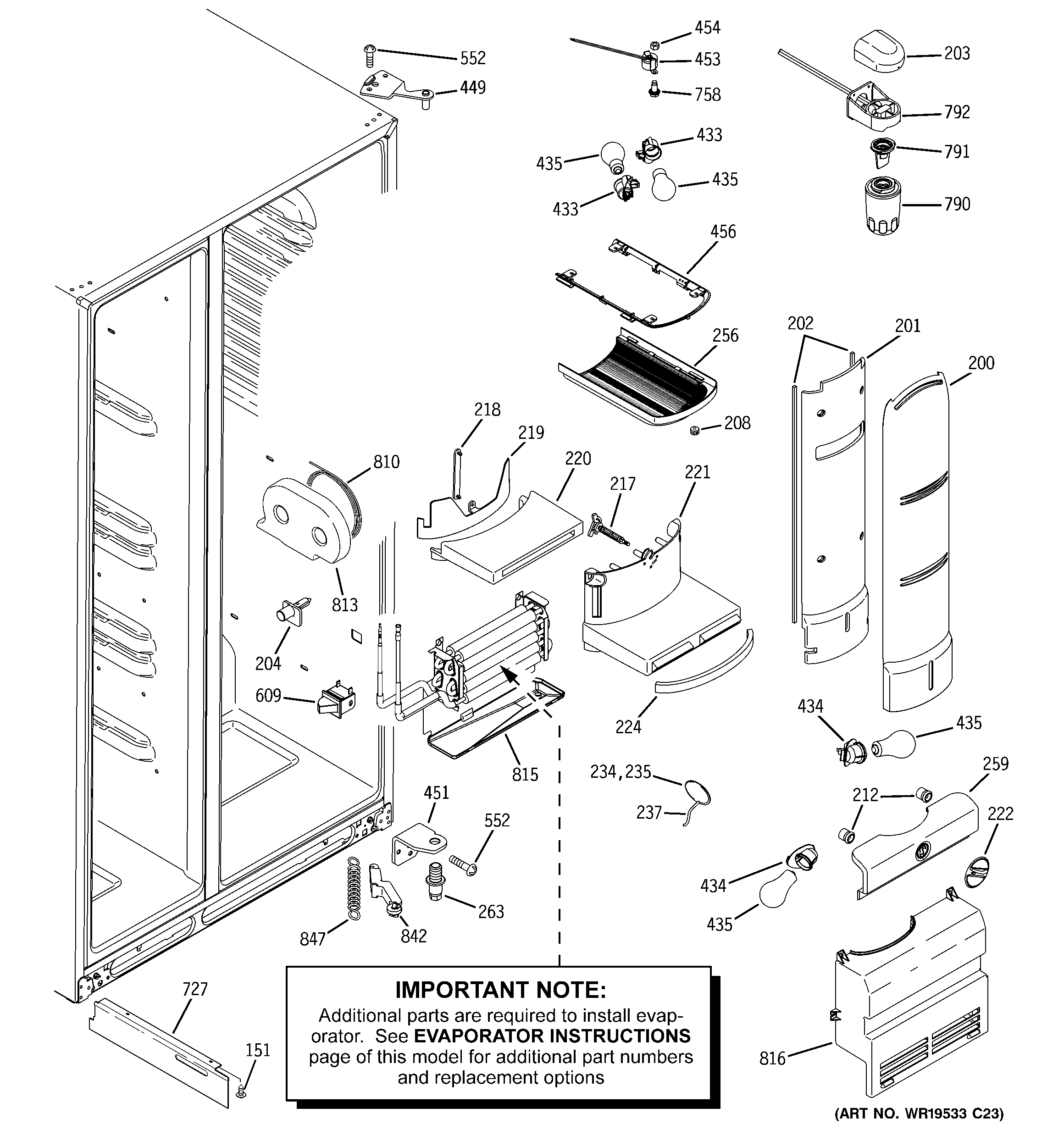 GE PSH25PSTASV fresh food section diagram