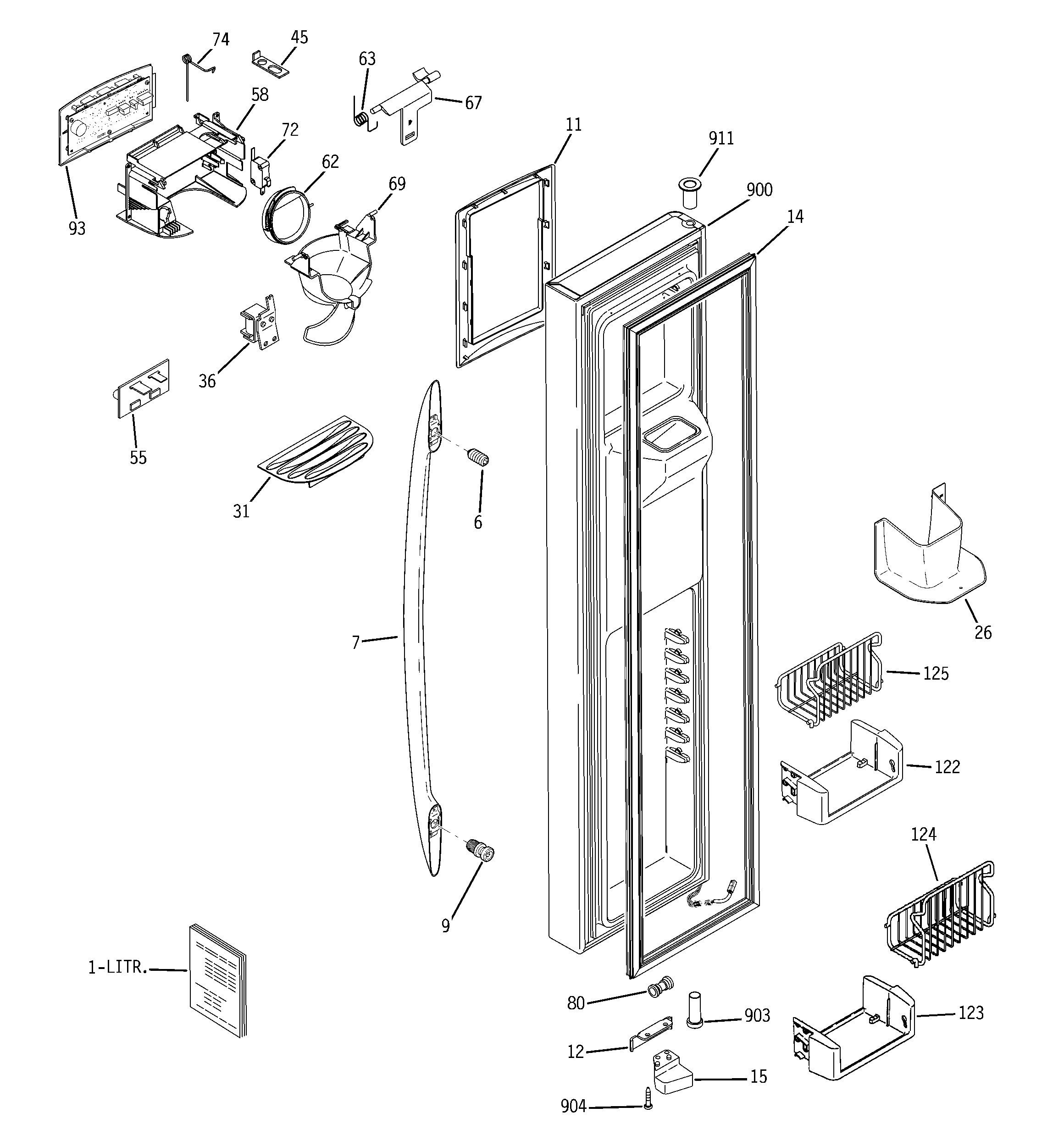 GE PSS26SHTCSS freezer door diagram