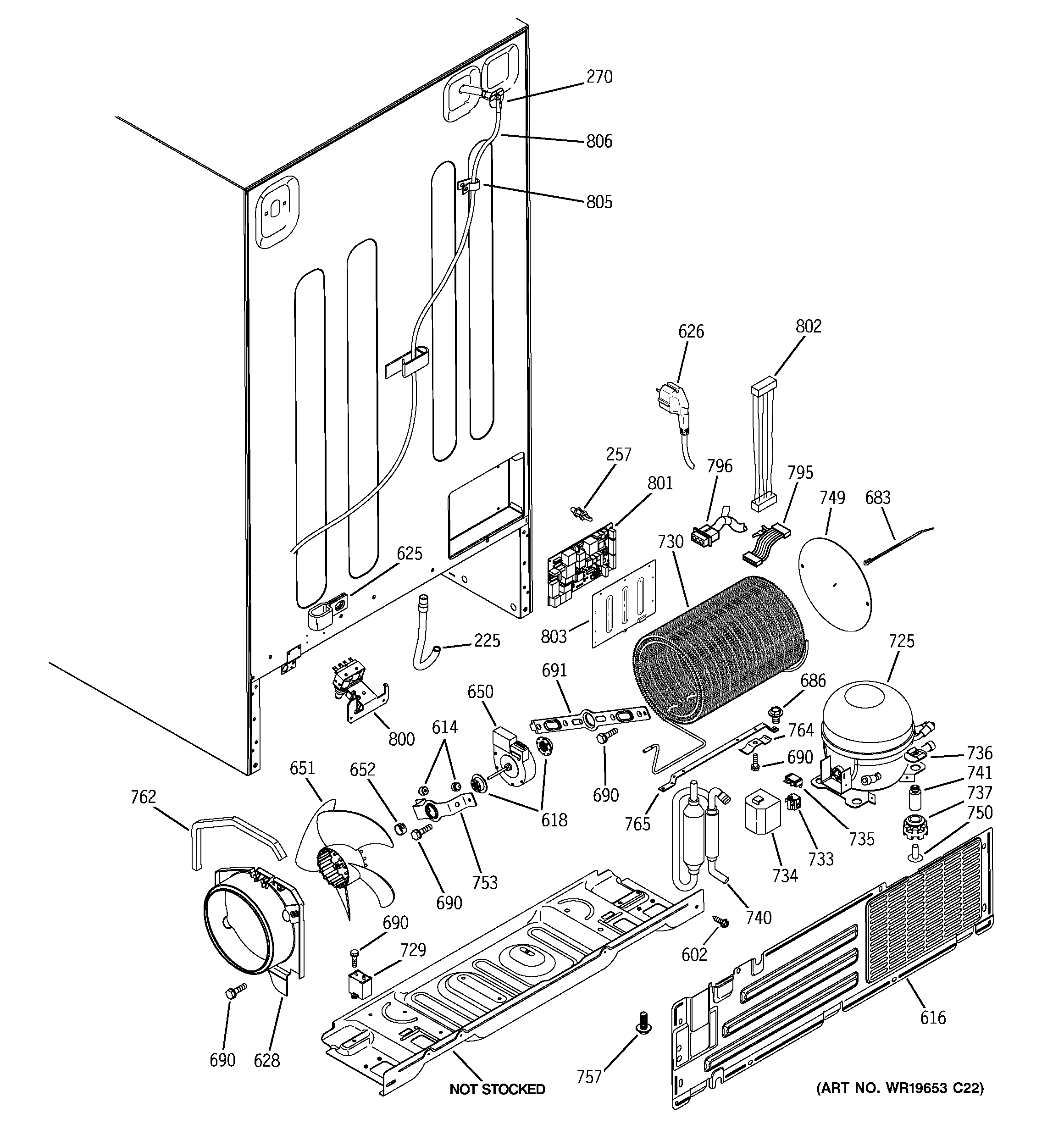 RCA RSK27NHSBCCC sealed system & mother board diagram