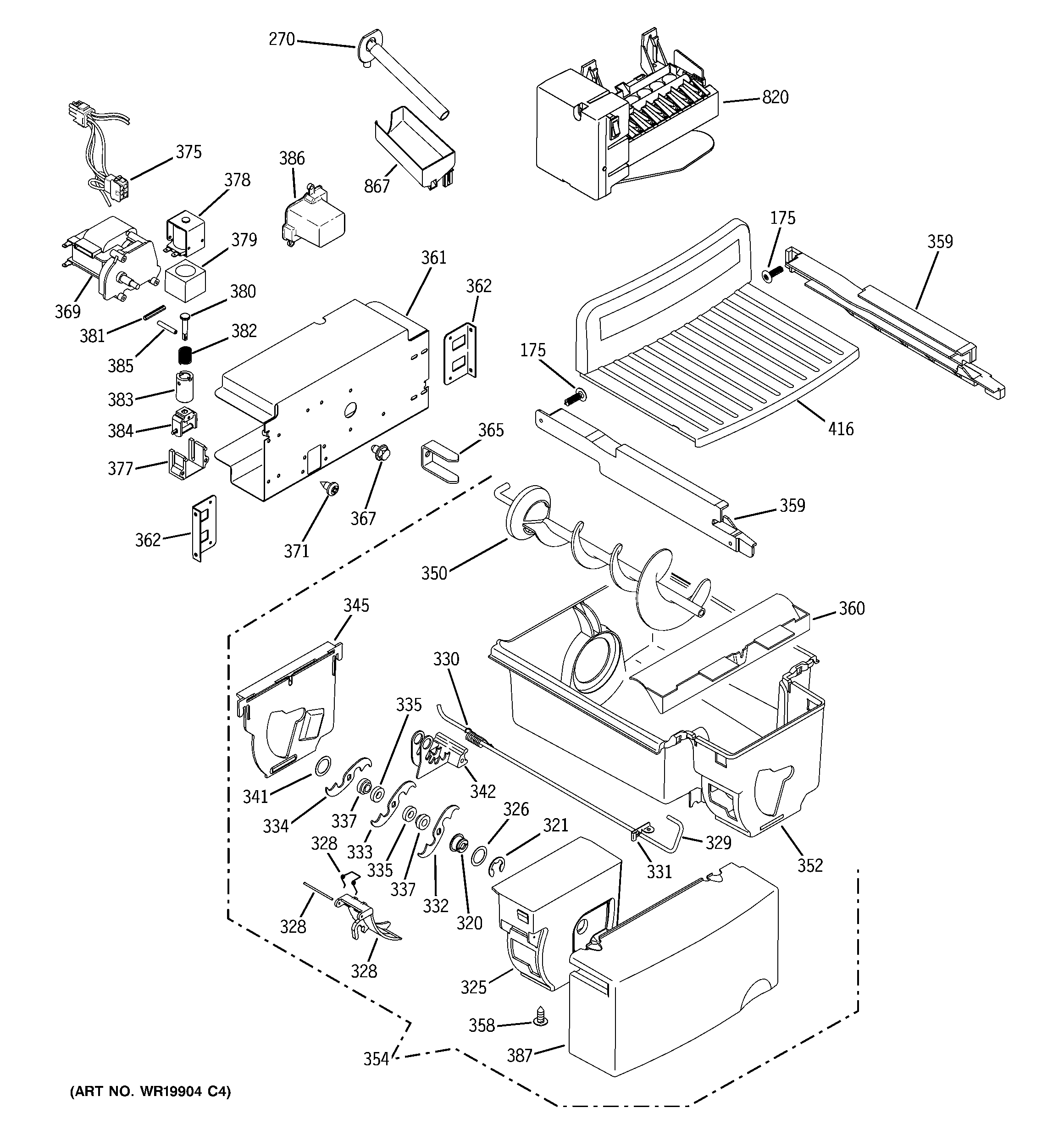 RCA RSK29NHSBCCC ice maker & dispenser diagram
