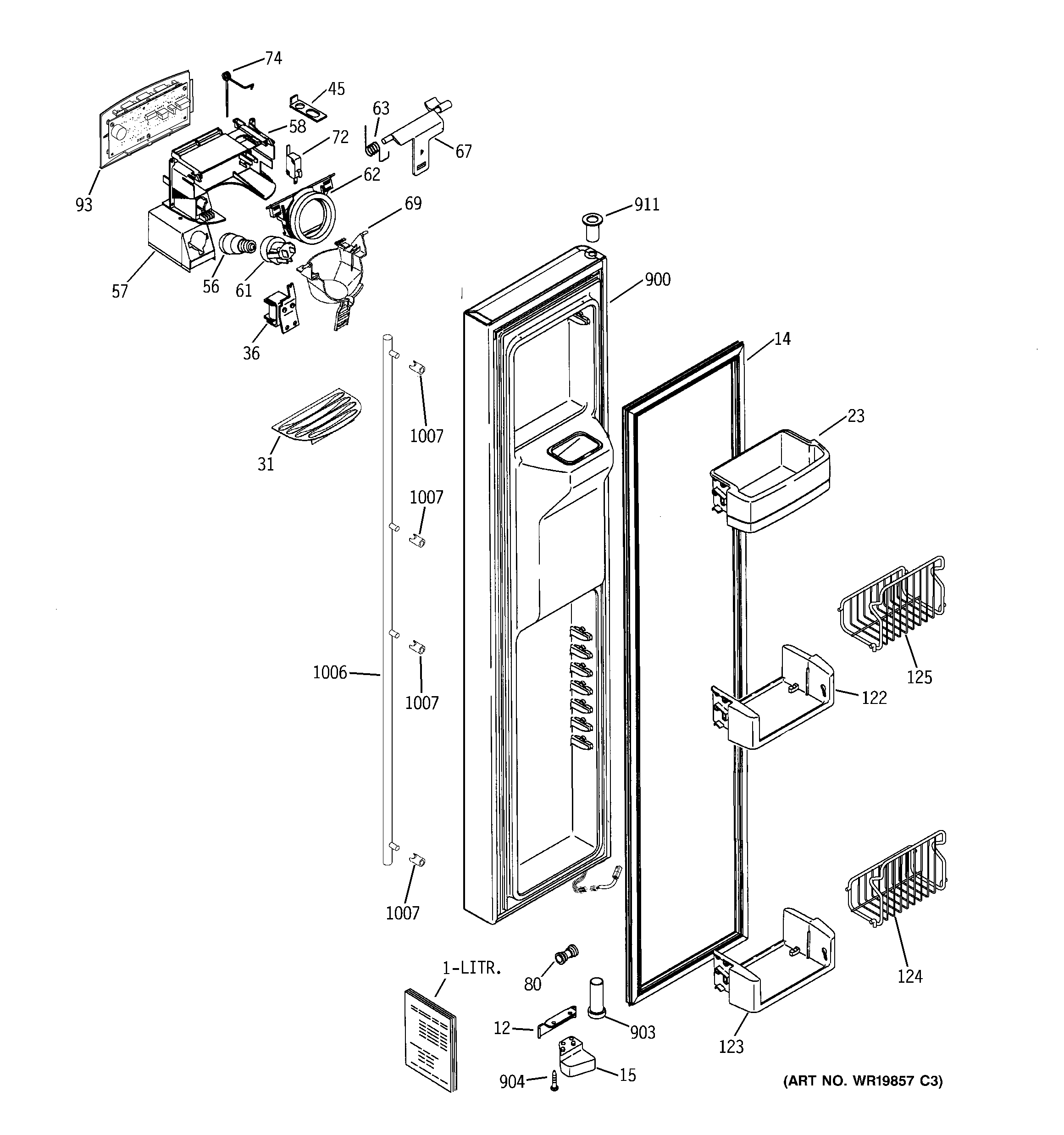 GE ZCE23SGTCSS freezer door diagram