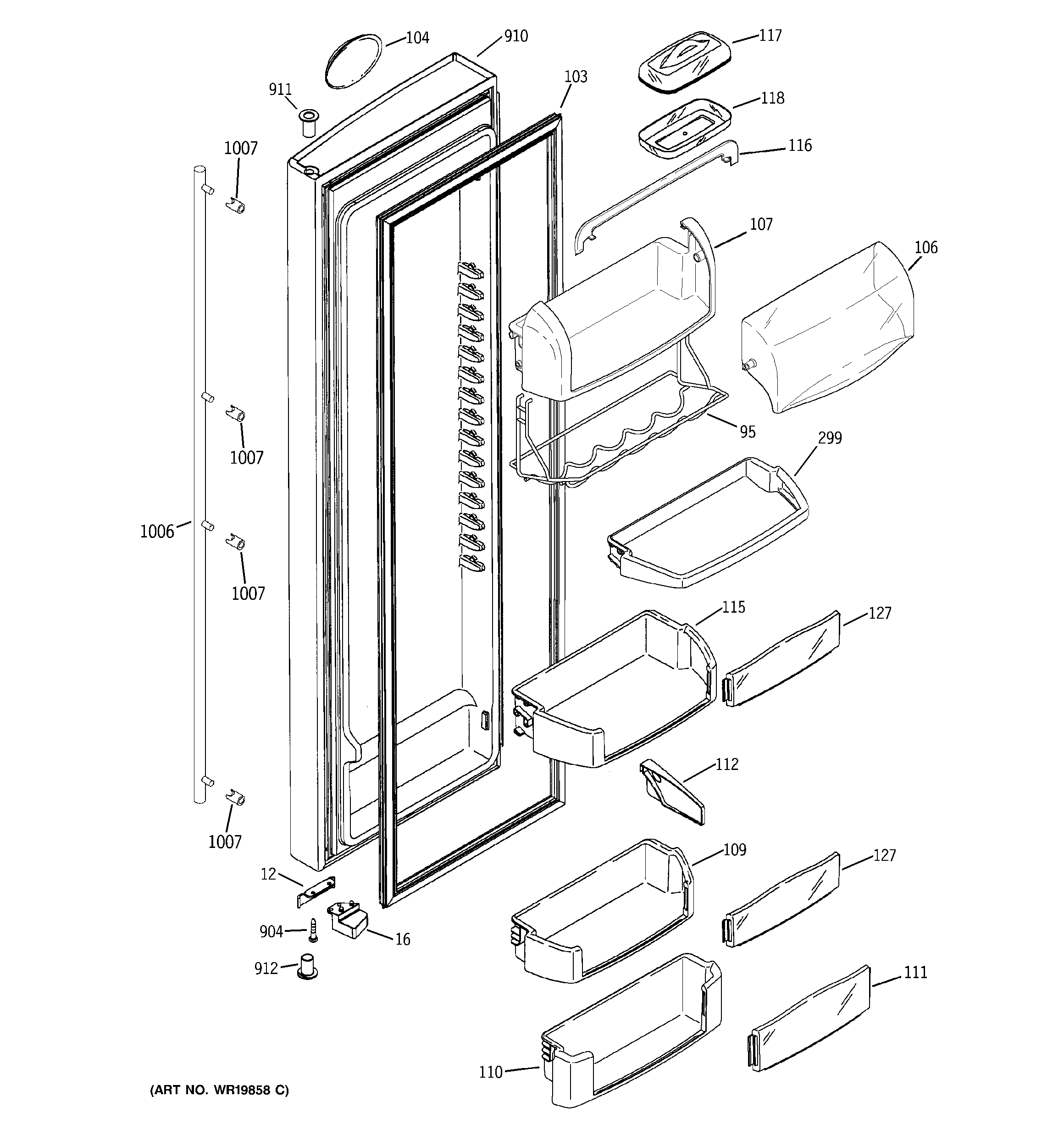 GE ZCE23SGTCSS fresh food door diagram