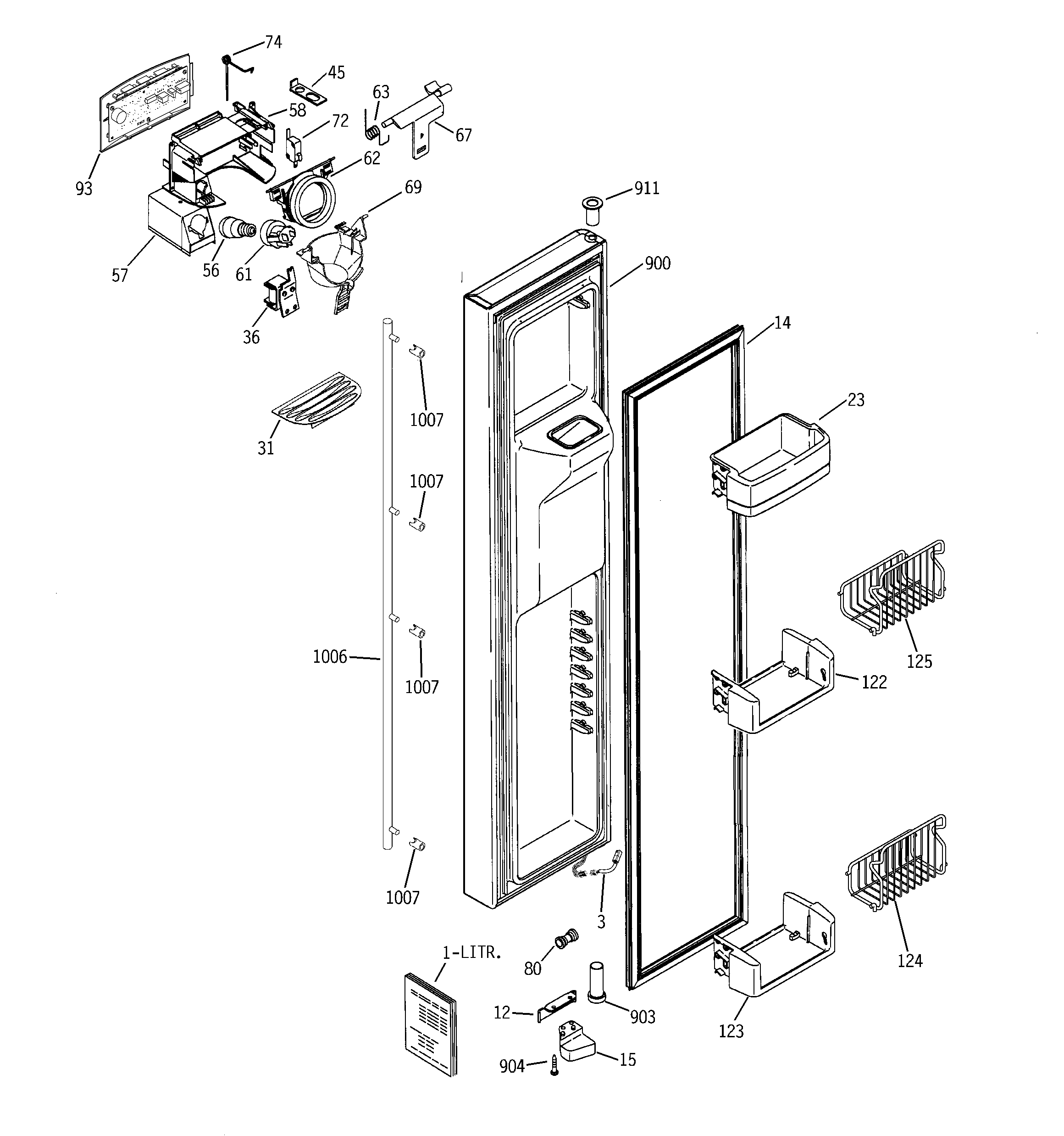 GE ZSE27SGTCSS freezer door diagram