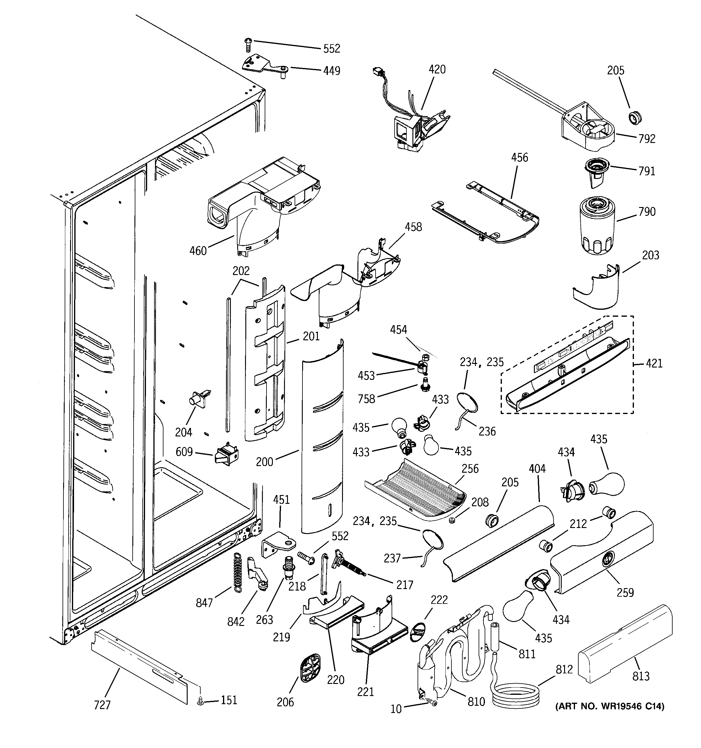 GE ZSE27SGTCSS fresh food section diagram