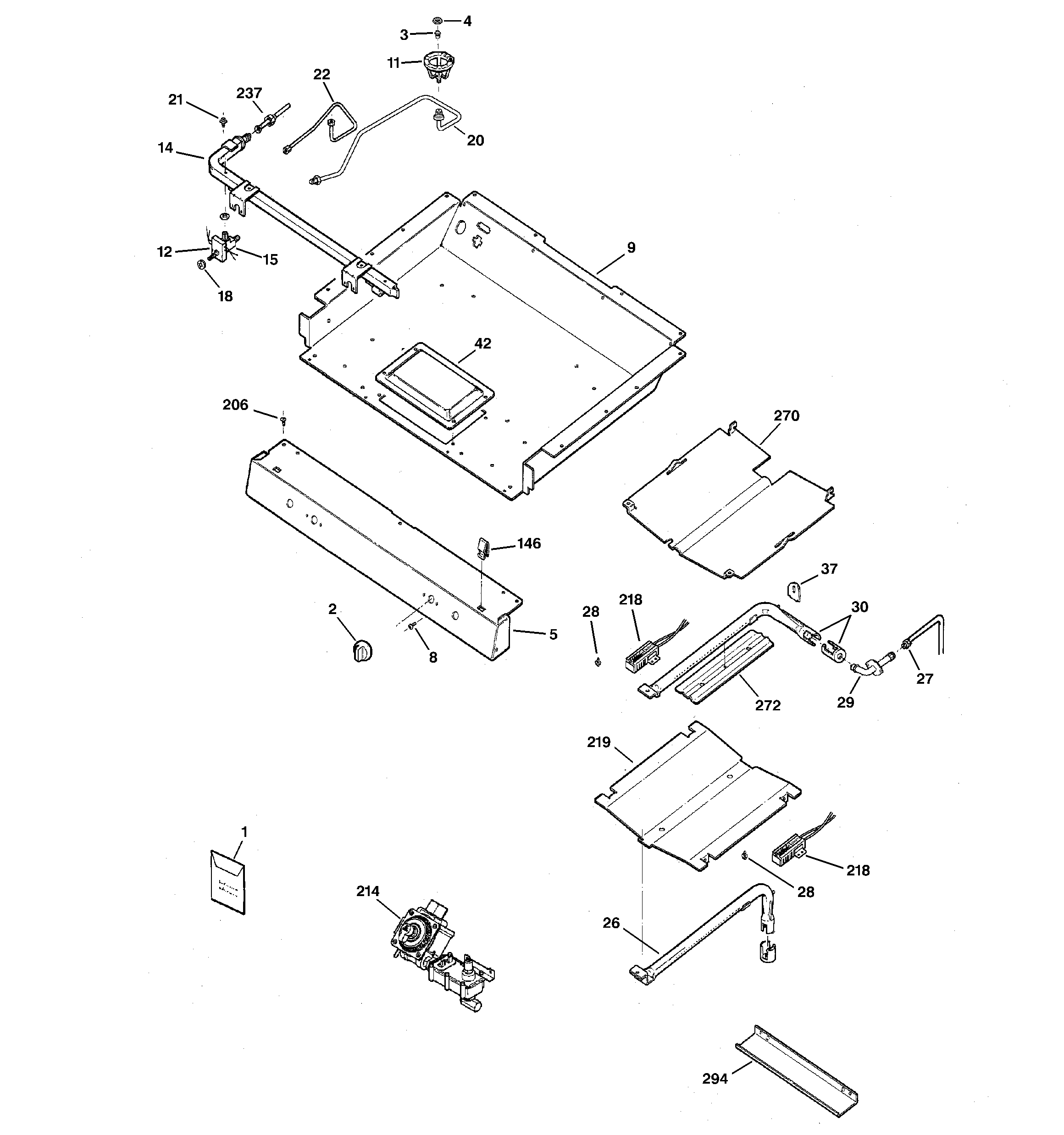 GE JGB900SEL1SS gas & burner parts diagram