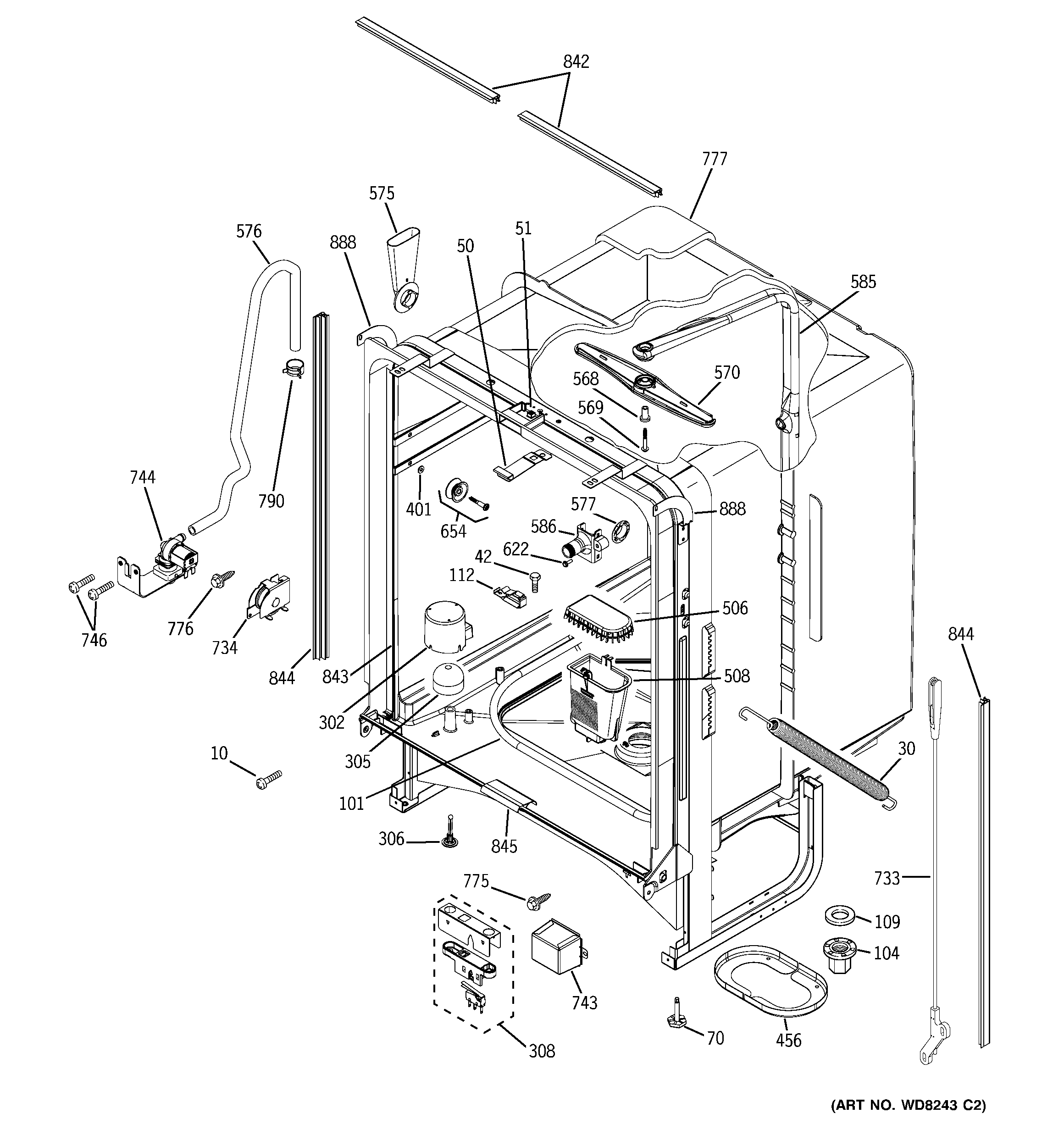 GE PDW7900N15CC body parts diagram