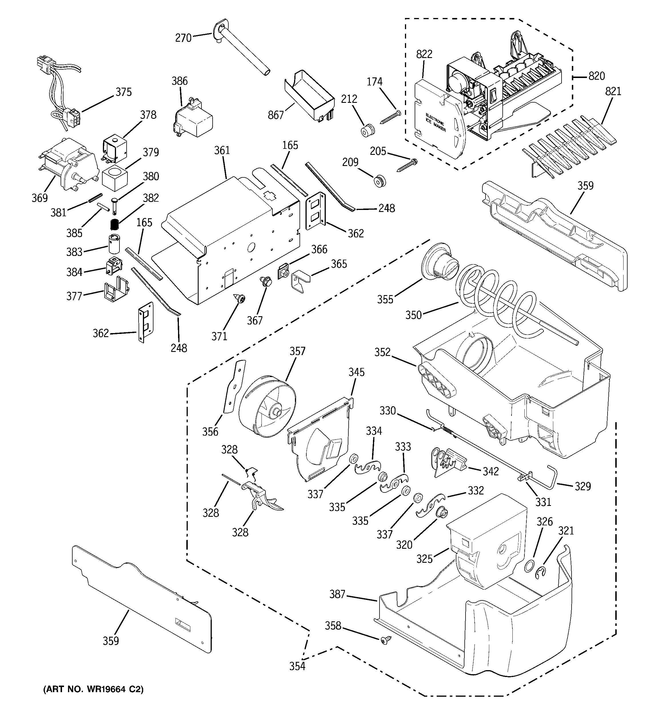 GE PSI23NGRCCV ice maker & dispenser diagram