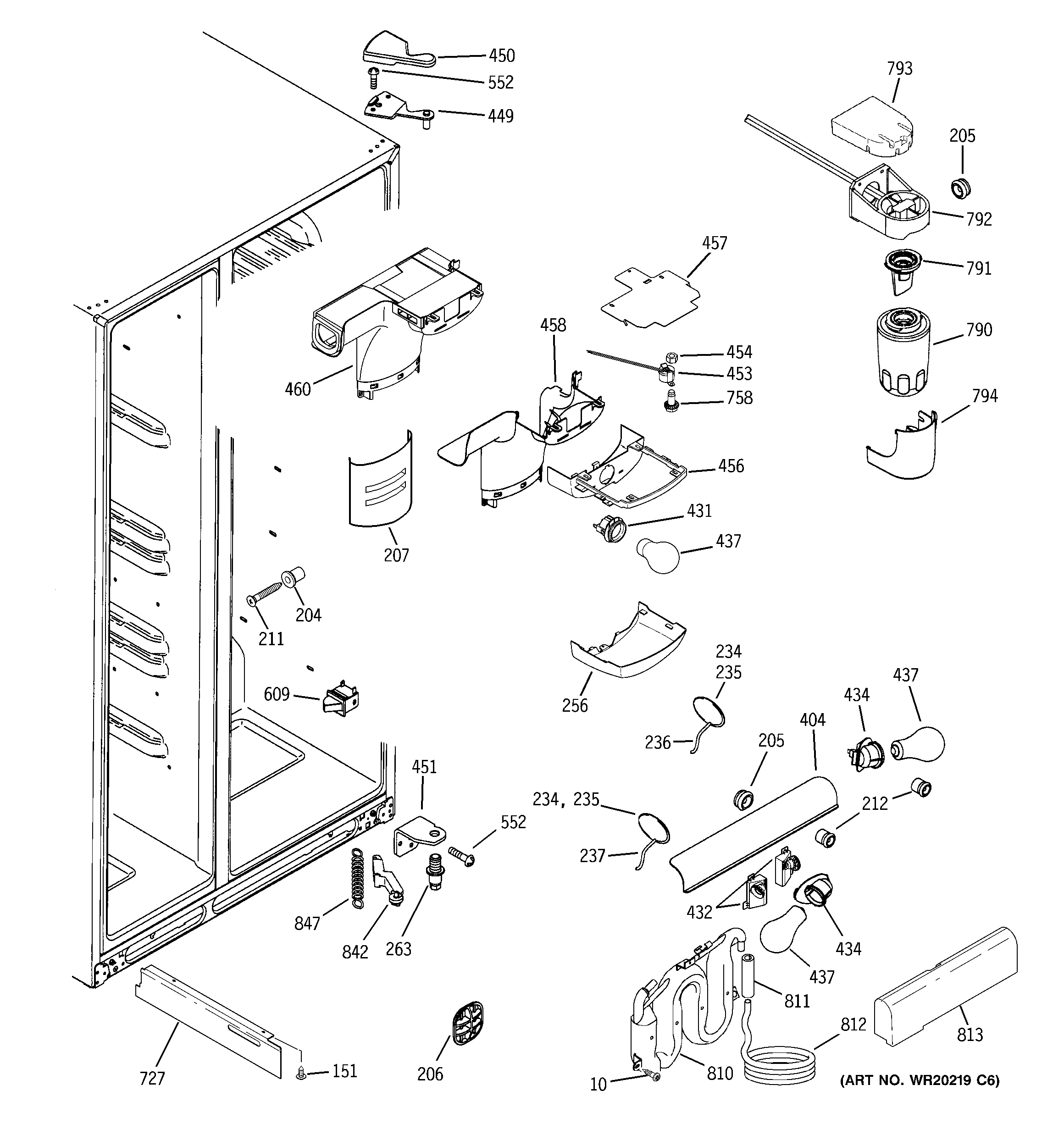 GE GSS25TSWCSS fresh food section diagram