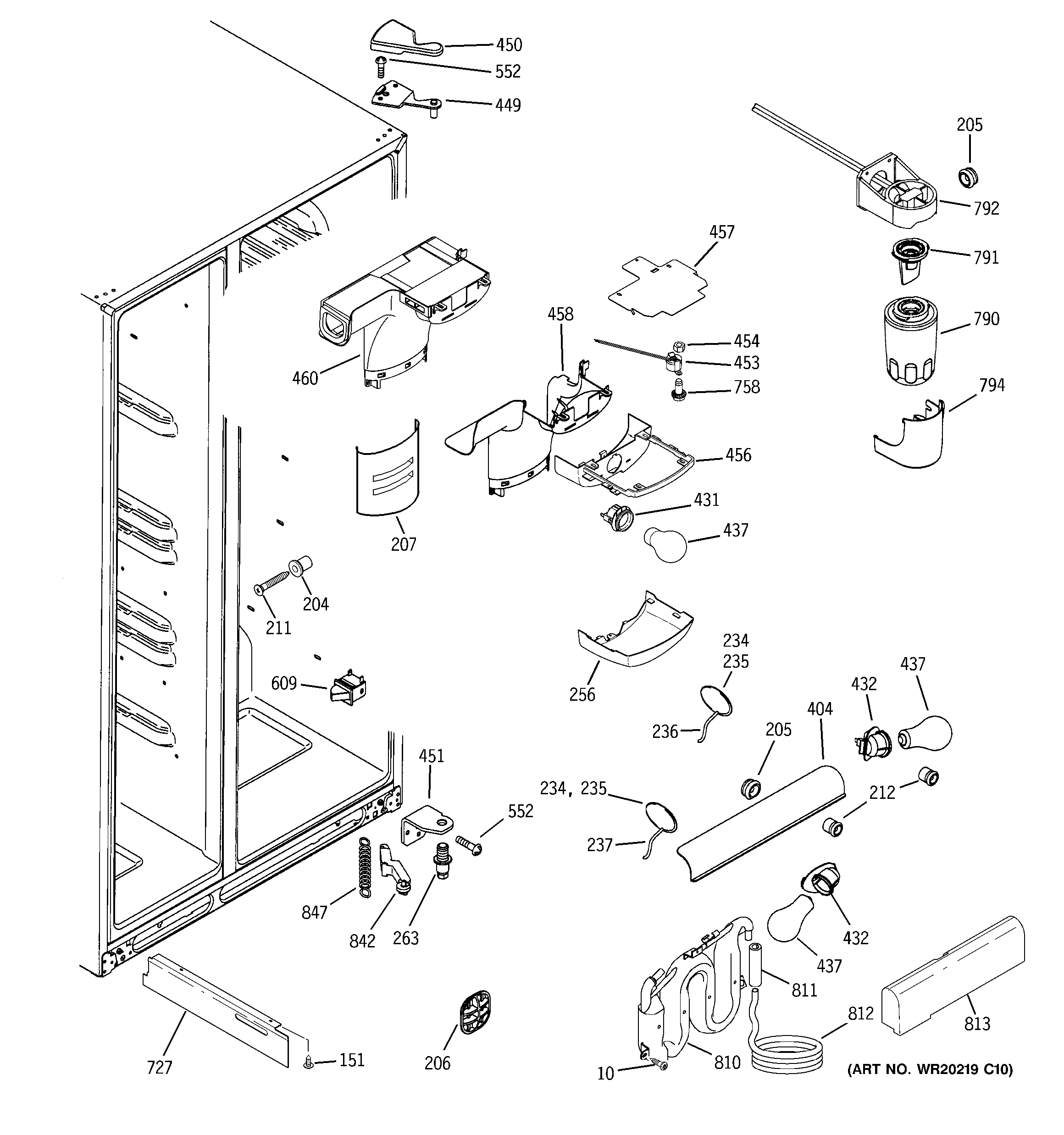 GE GSS25WGTGCC fresh food section diagram