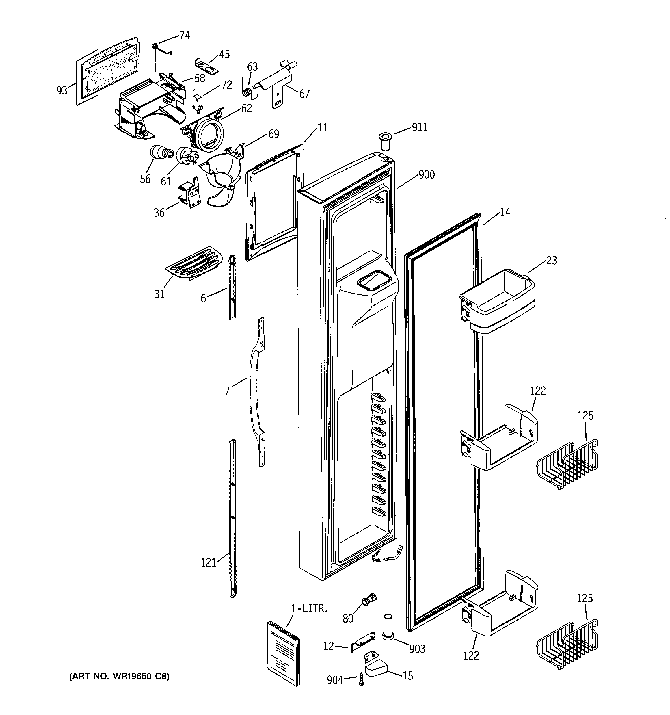 Hotpoint HSK29MGSECCC freezer door diagram