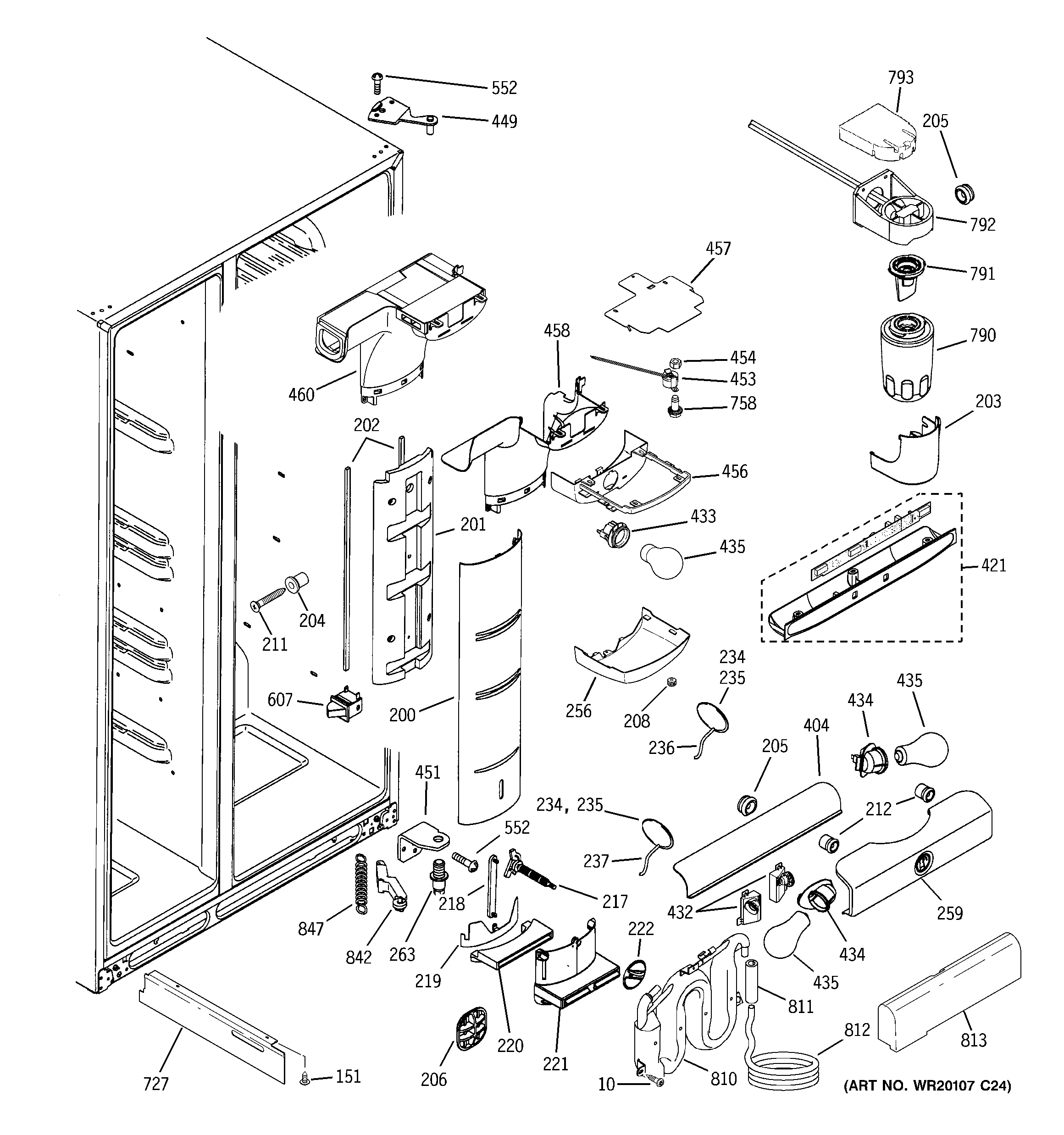 GE PSI23NGWCWV fresh food section diagram