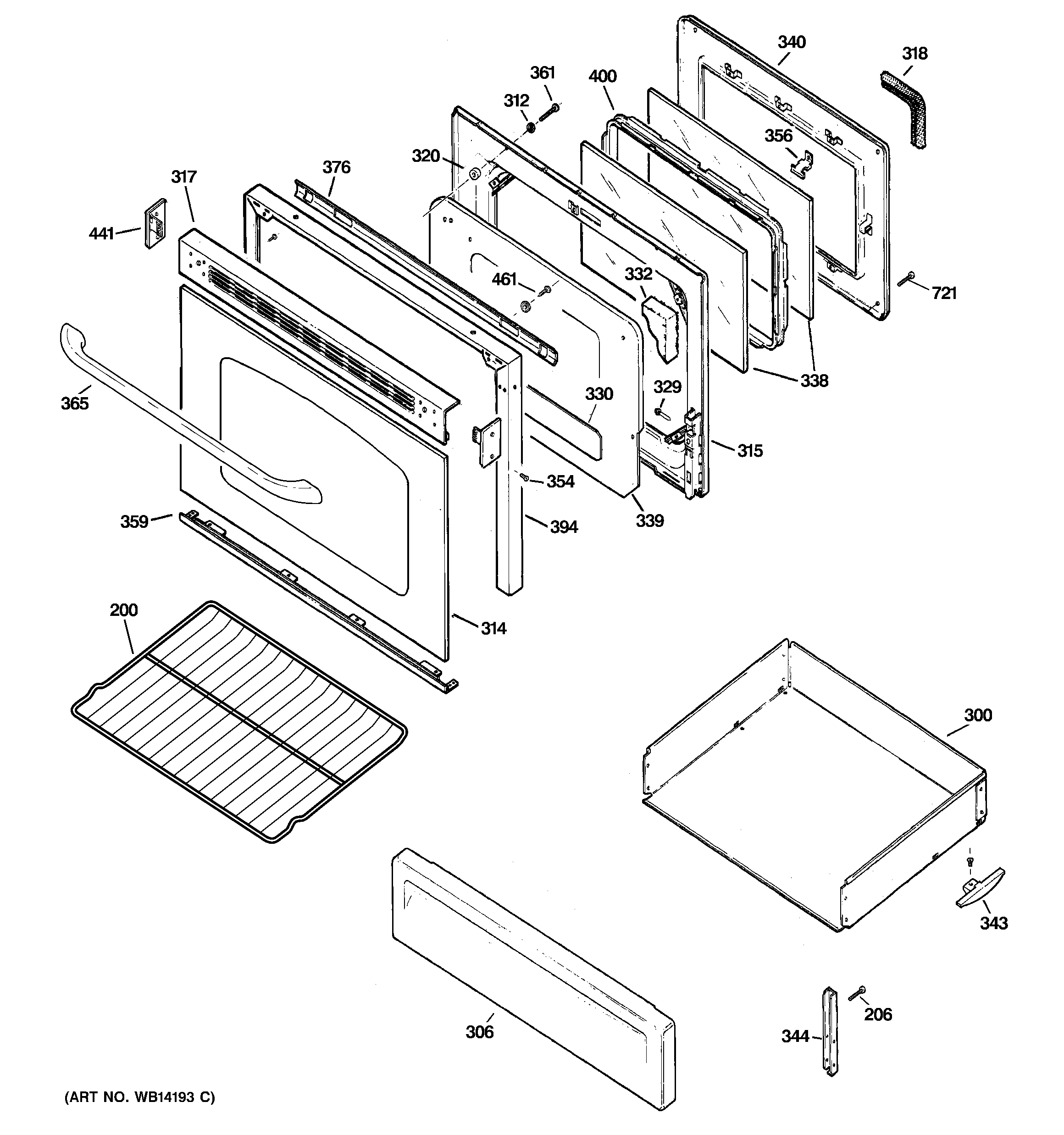 GE EGR2000EM1WW door & drawer parts diagram