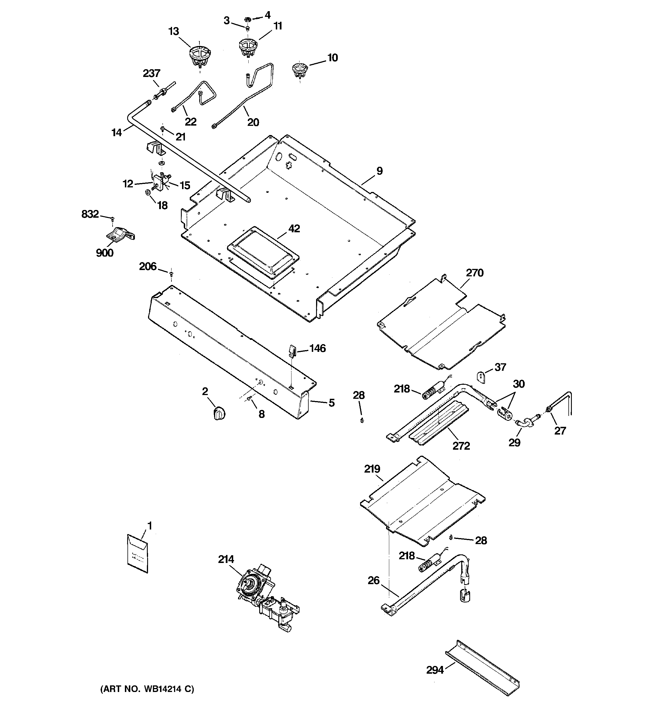 GE JGBP28EEM1WH gas & burner parts diagram