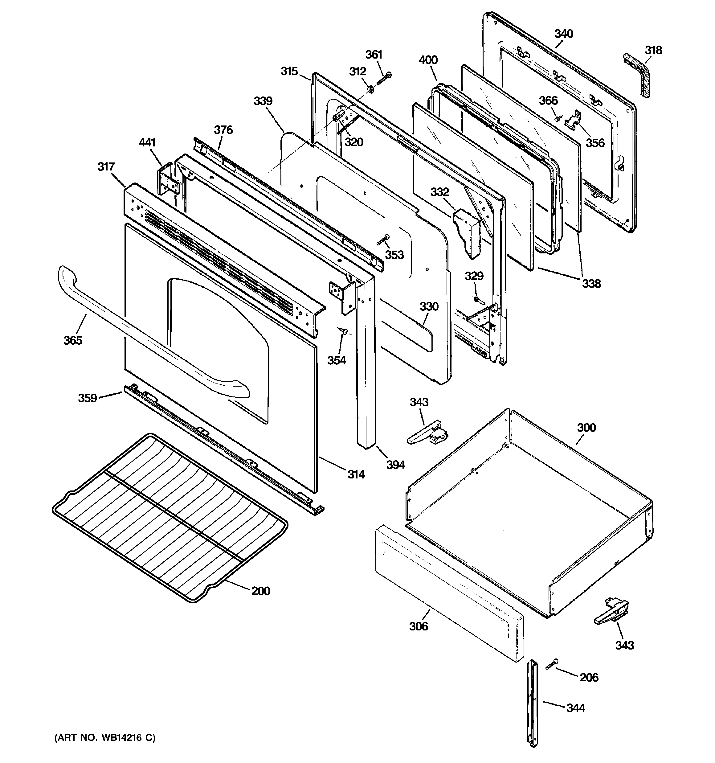 GE JGBP28EEM1WH door & drawer parts diagram
