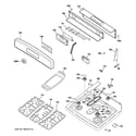 GE JGBP86DEM1BB control panel & cooktop diagram