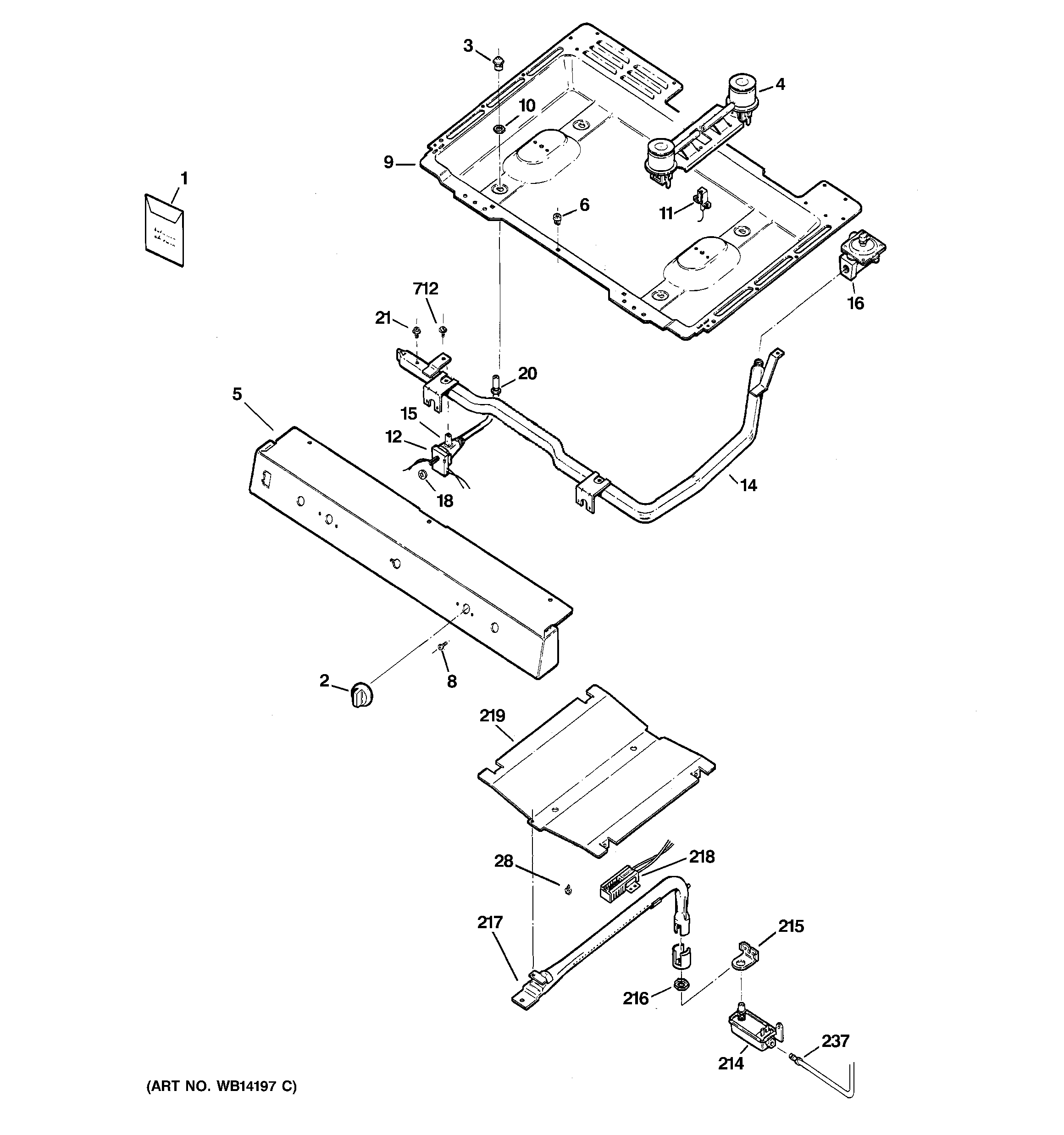 GE JGBS19BEM1WH gas & burner parts diagram