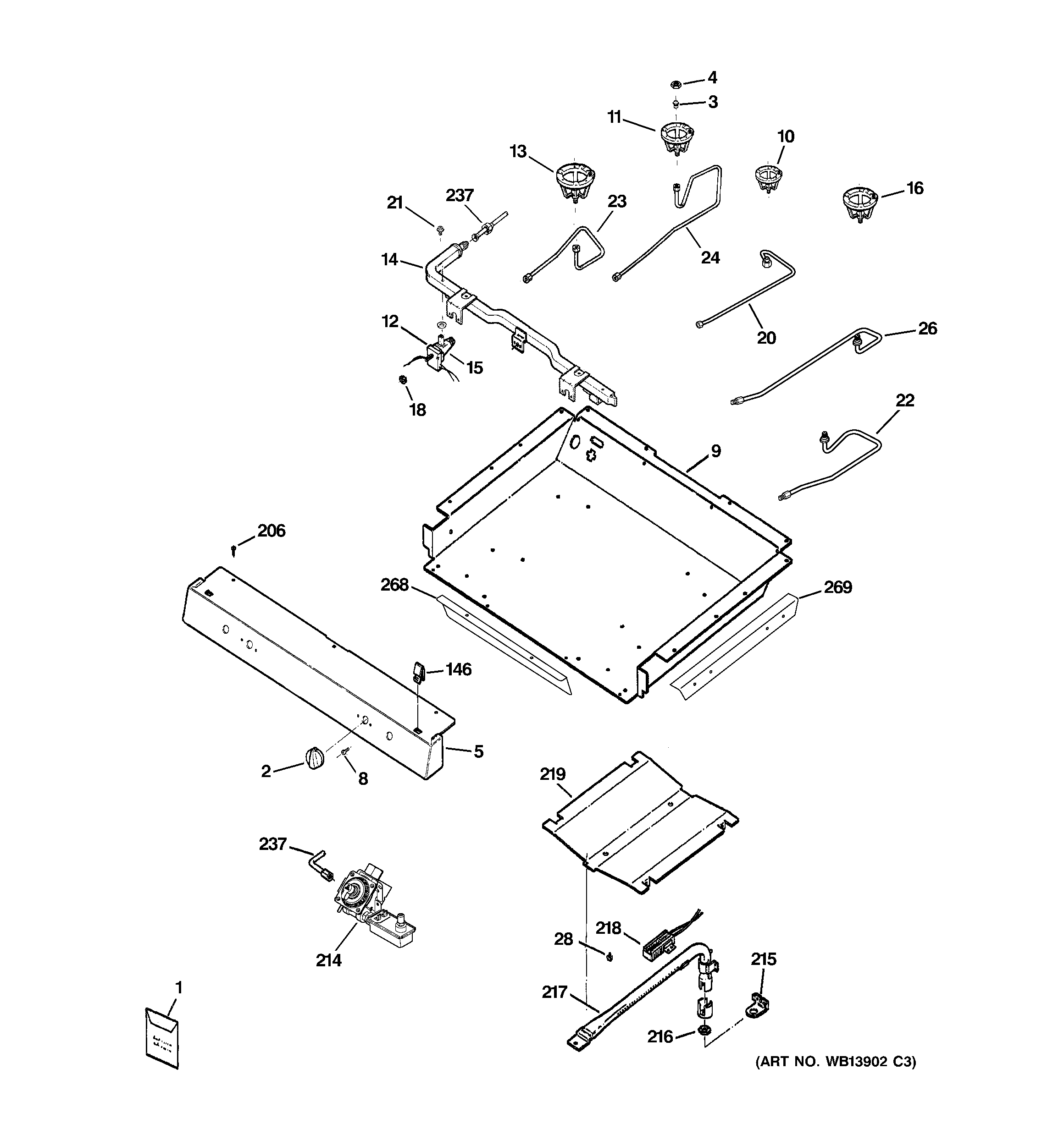 GE JGBS80DEM1BB gas & burner parts diagram