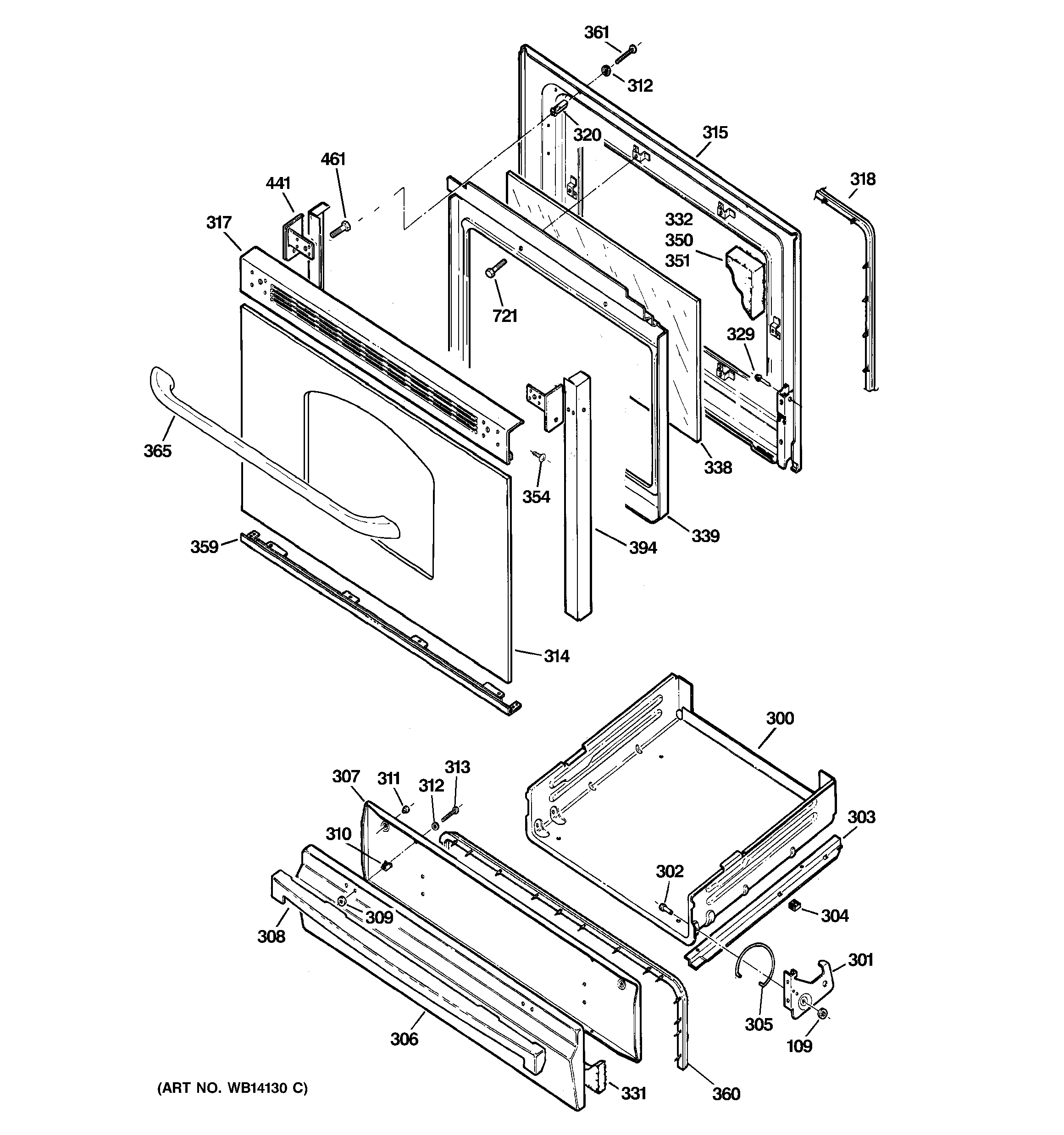 GE JGBS80DEM1BB door & drawer parts diagram