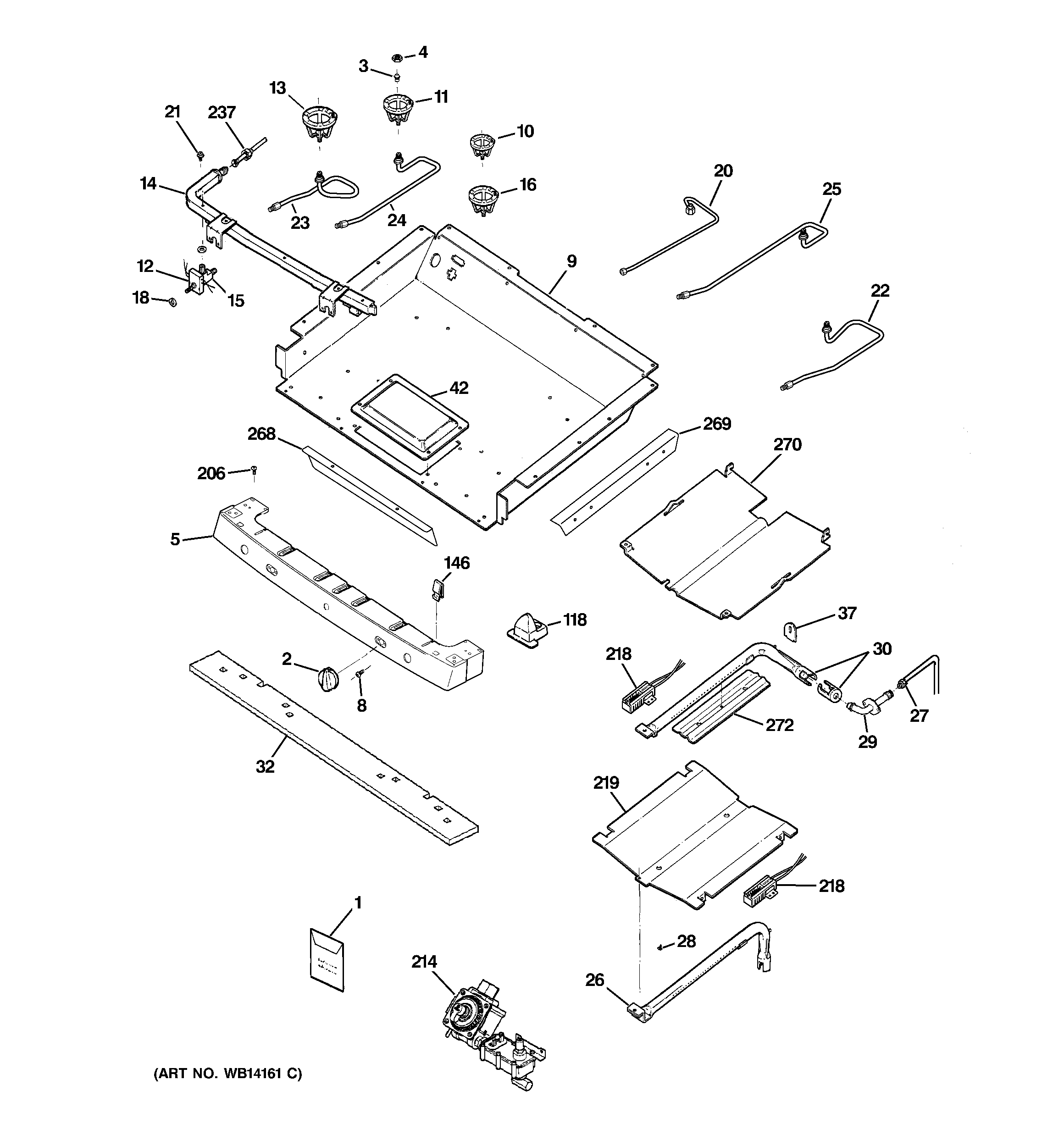 GE PGB910SEM1SS gas & burner parts diagram