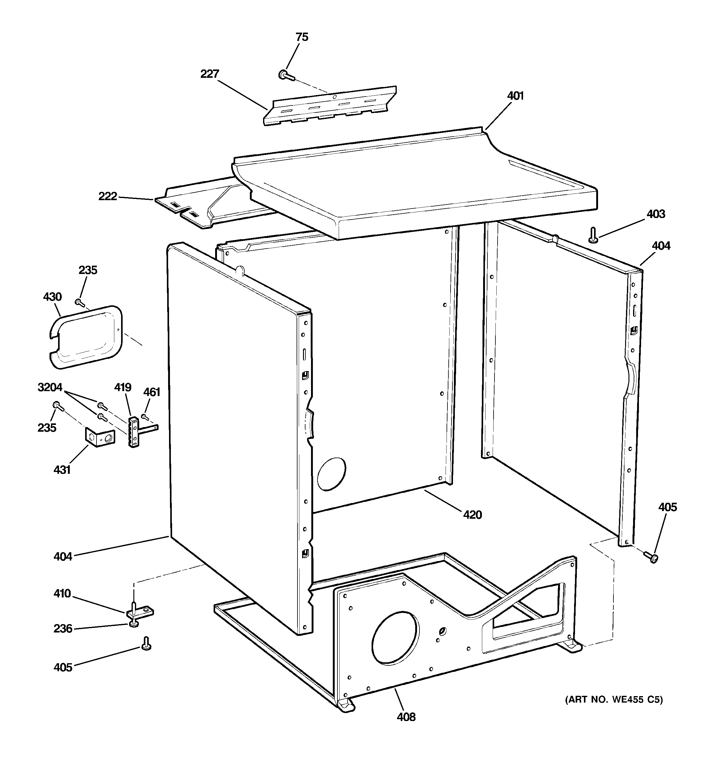 GE DNCK440EG0WC cabinet diagram