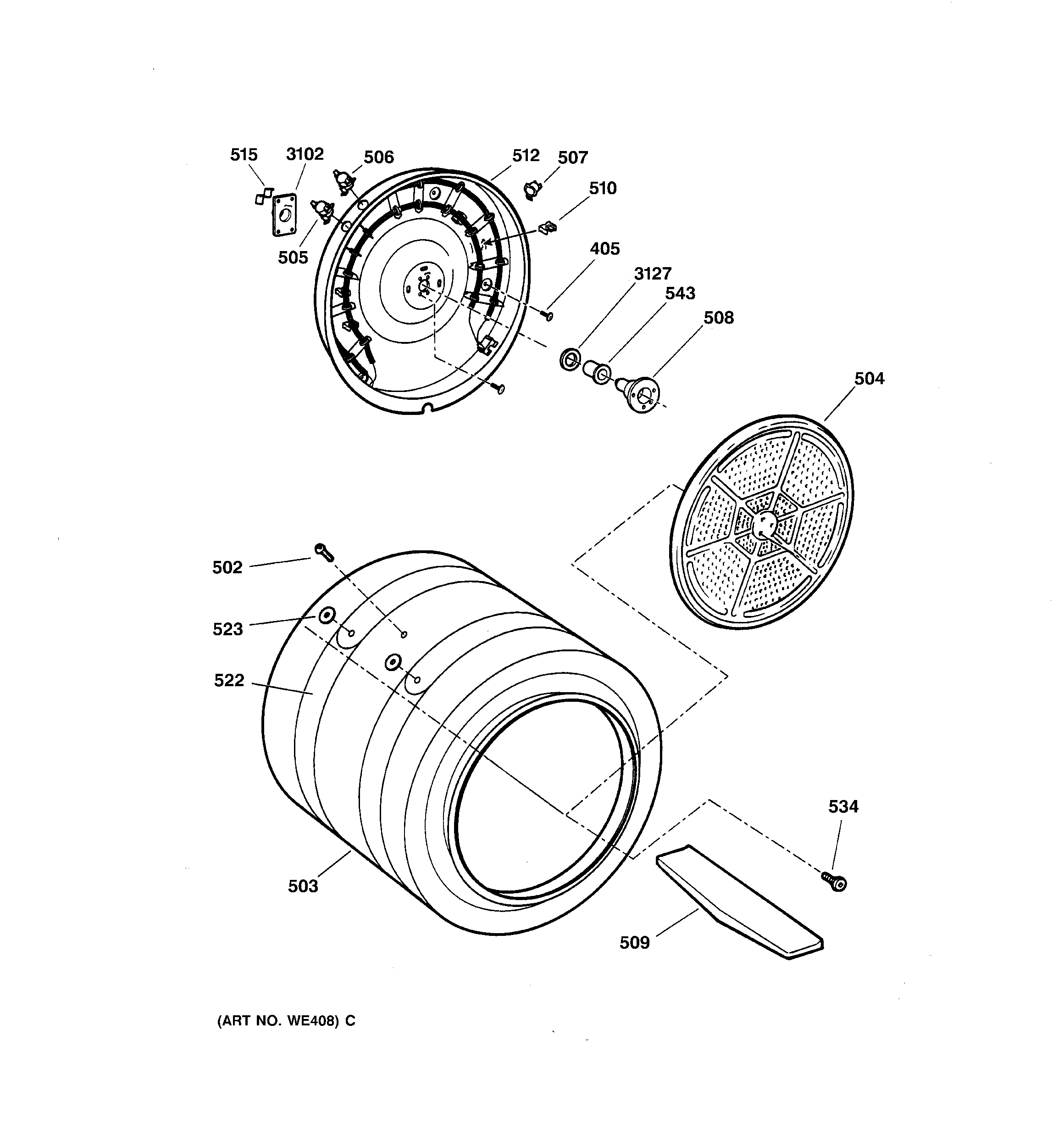 GE DNCK440EG0WC drum diagram