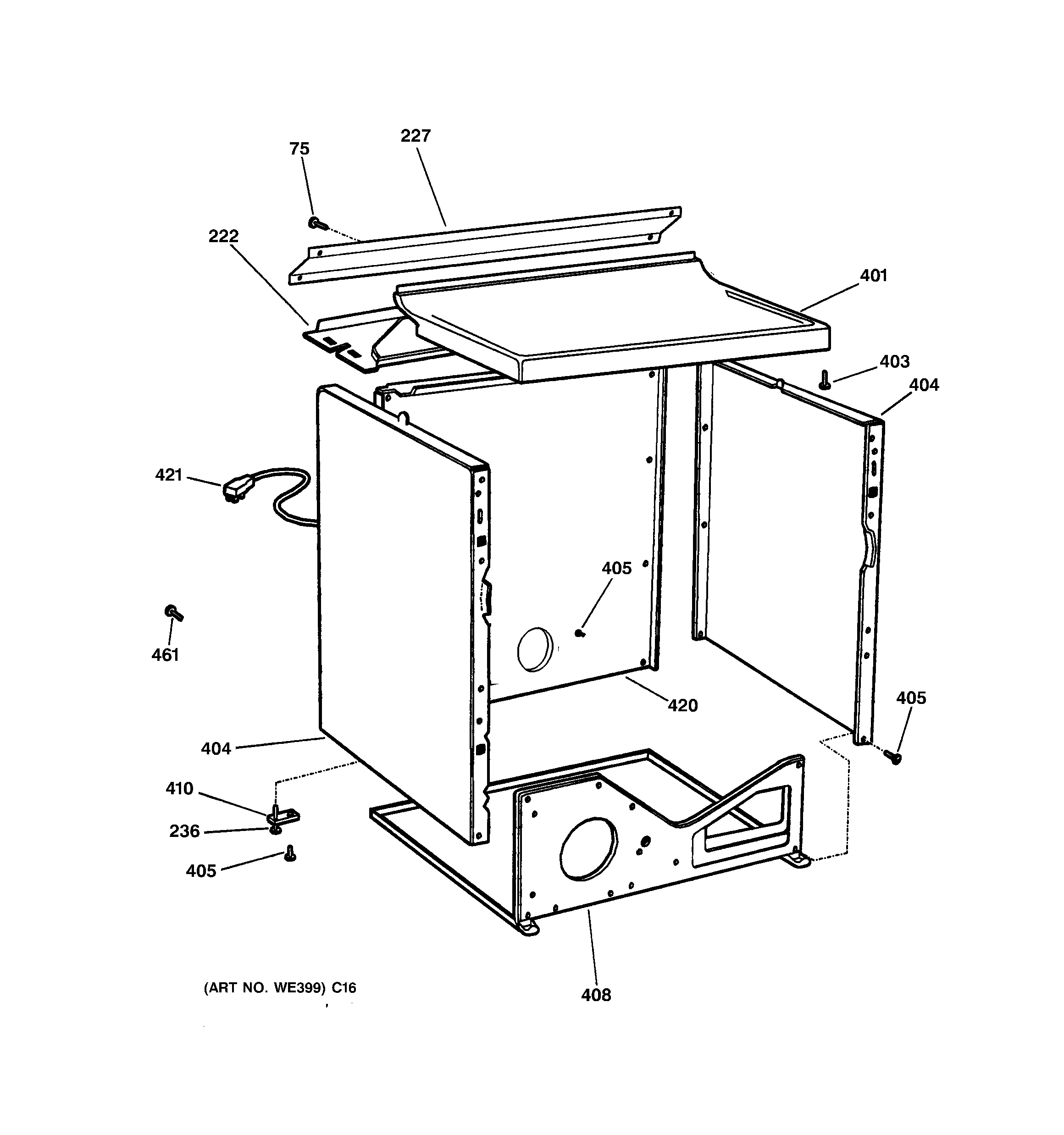 GE DPSE592GA1WW cabinet diagram